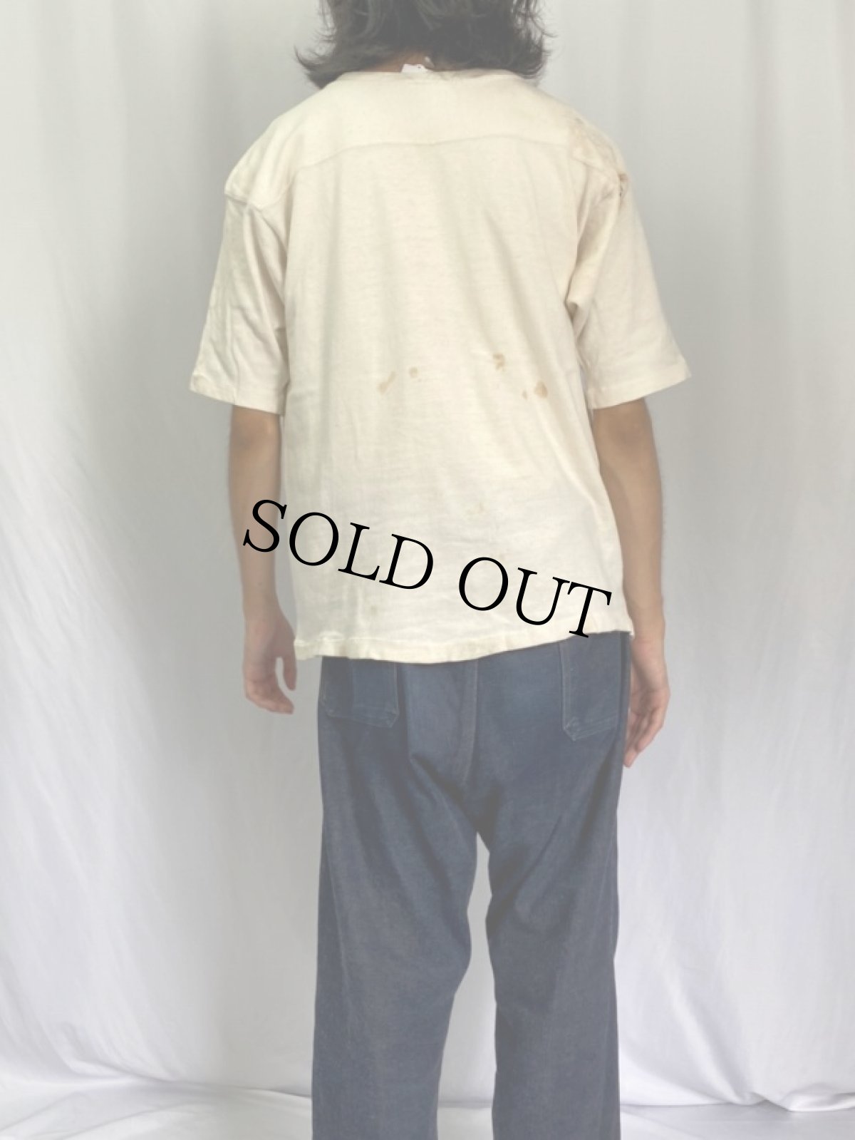 画像4: 70's Stallion by Healthknit サーファーイラストプリント フットボールTシャツ L (4)