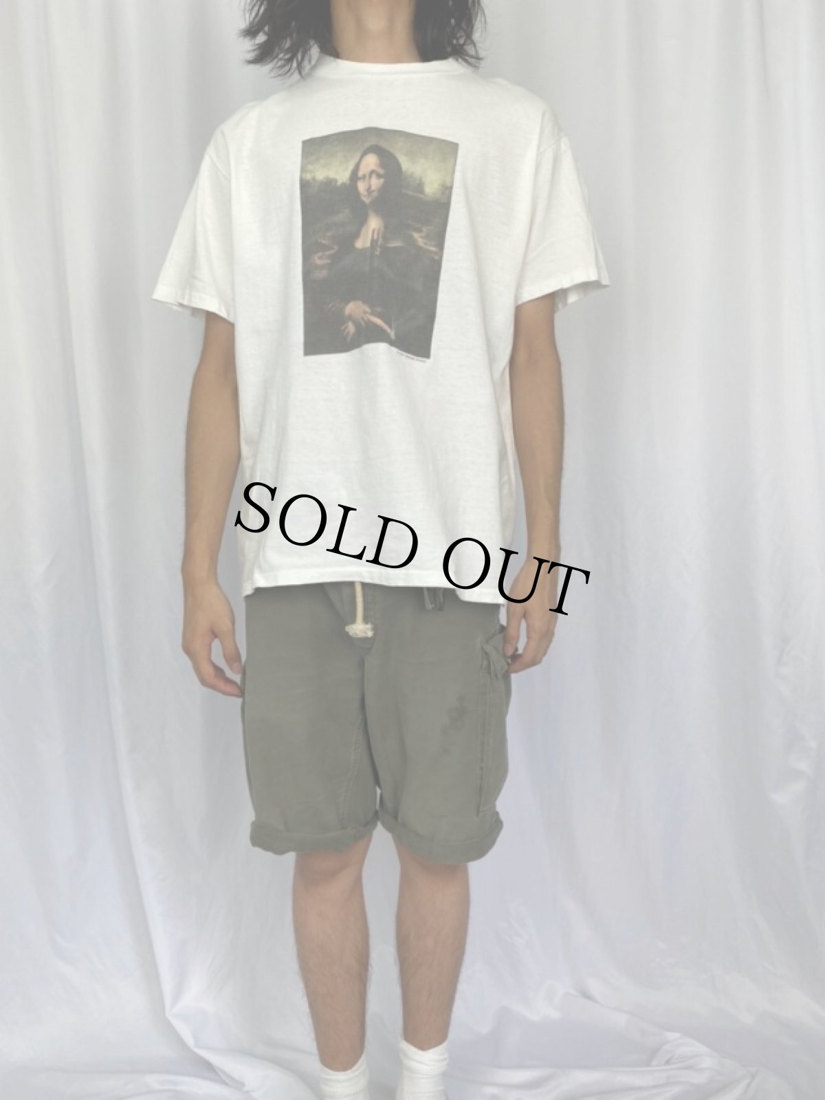 画像2: 90's Mona Lisa USA製 パロディ アートTシャツ L (2)