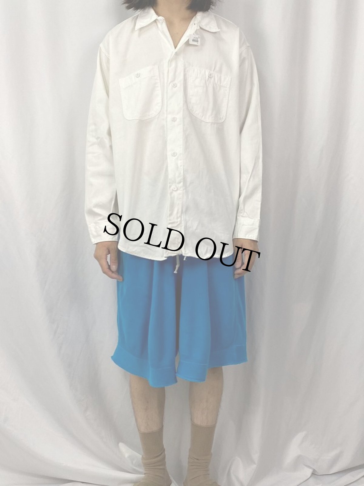 画像2: 60's Lee マチ付き コットンピケワークシャツ XL (2)