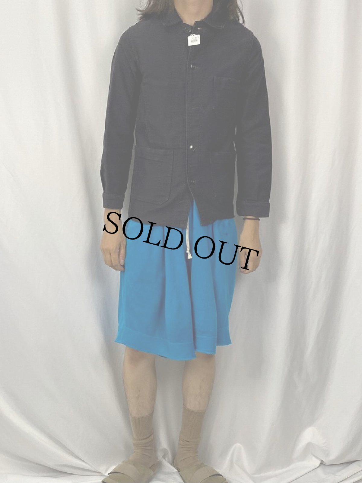 画像2: 60's Le LABOUREUR ブラックモールスキン ワークジャケット (2)