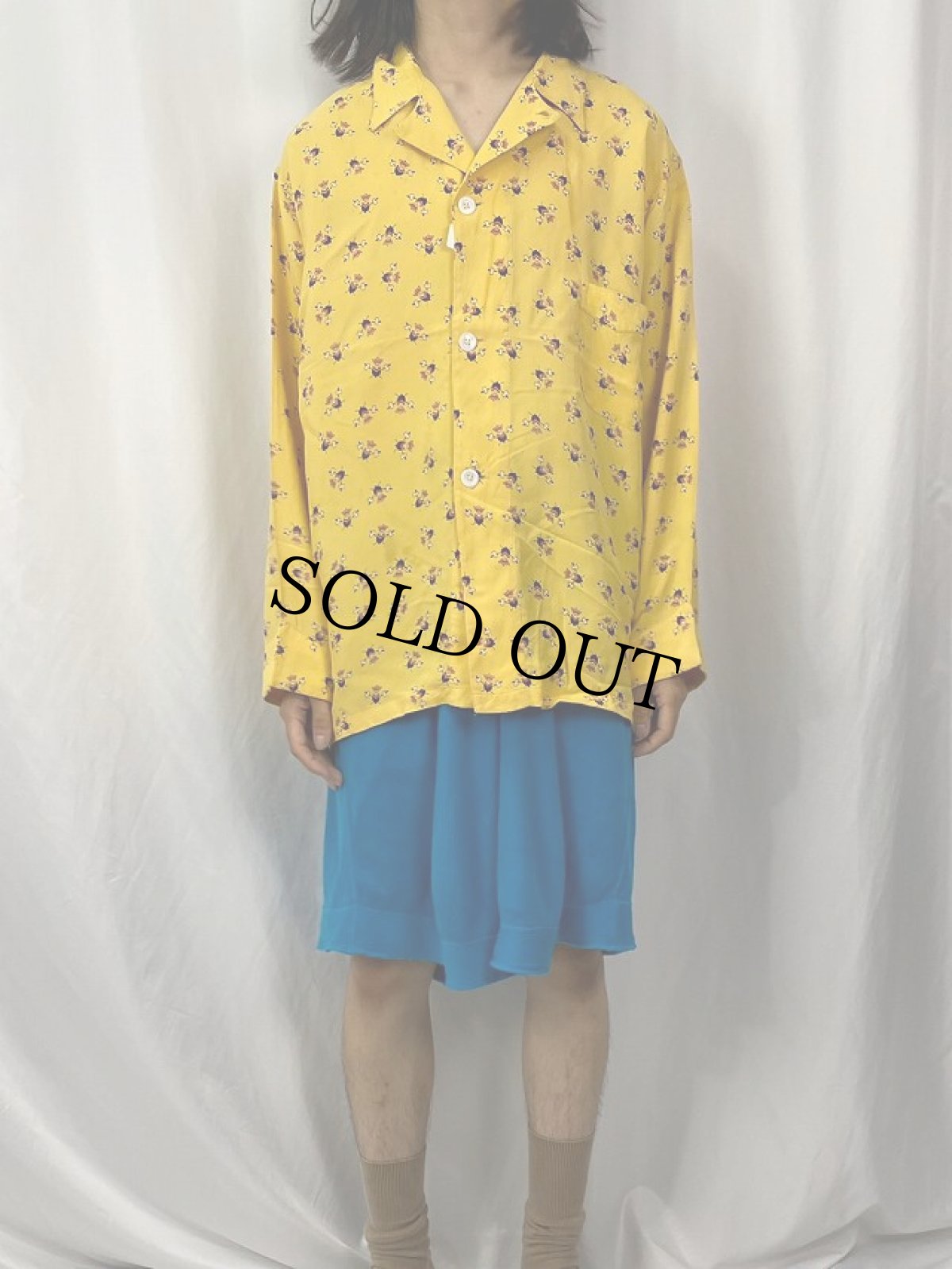 画像2: 60's KNOThe 総柄 レーヨンオープンカラーシャツ (2)