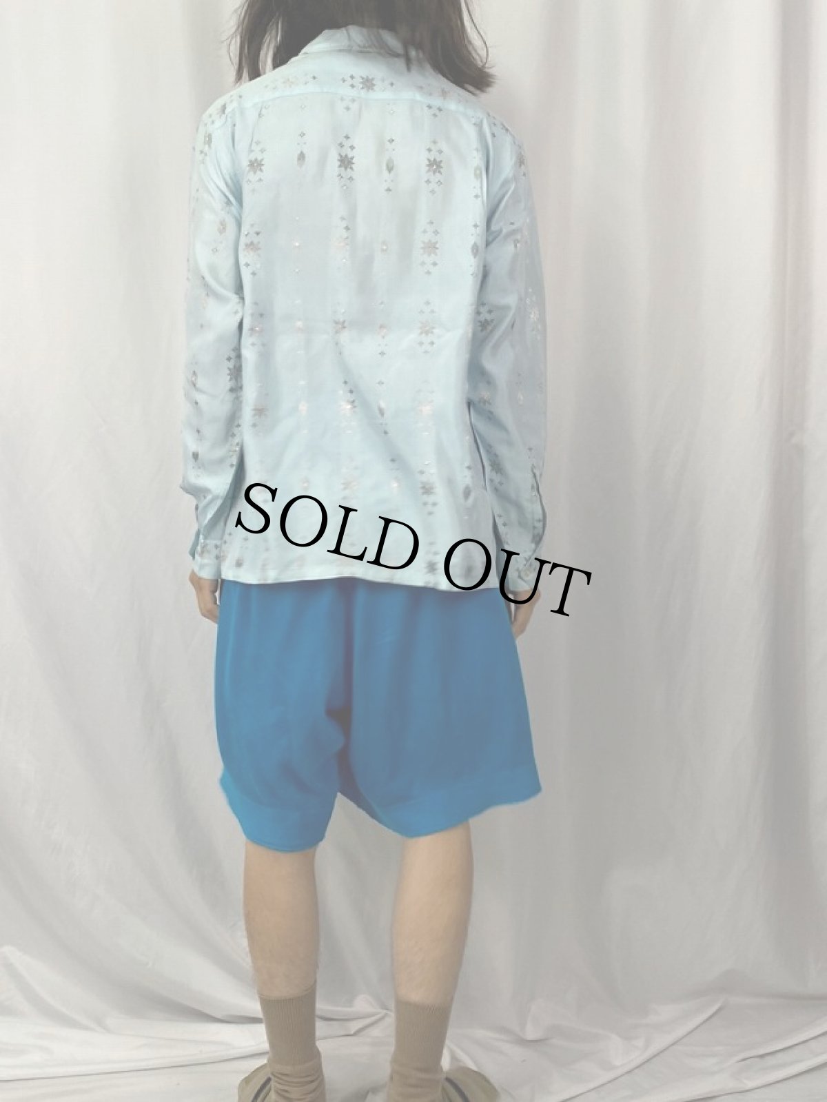 画像4: 60's CAMPUS 織り柄 オープンカラーシャツ L (4)