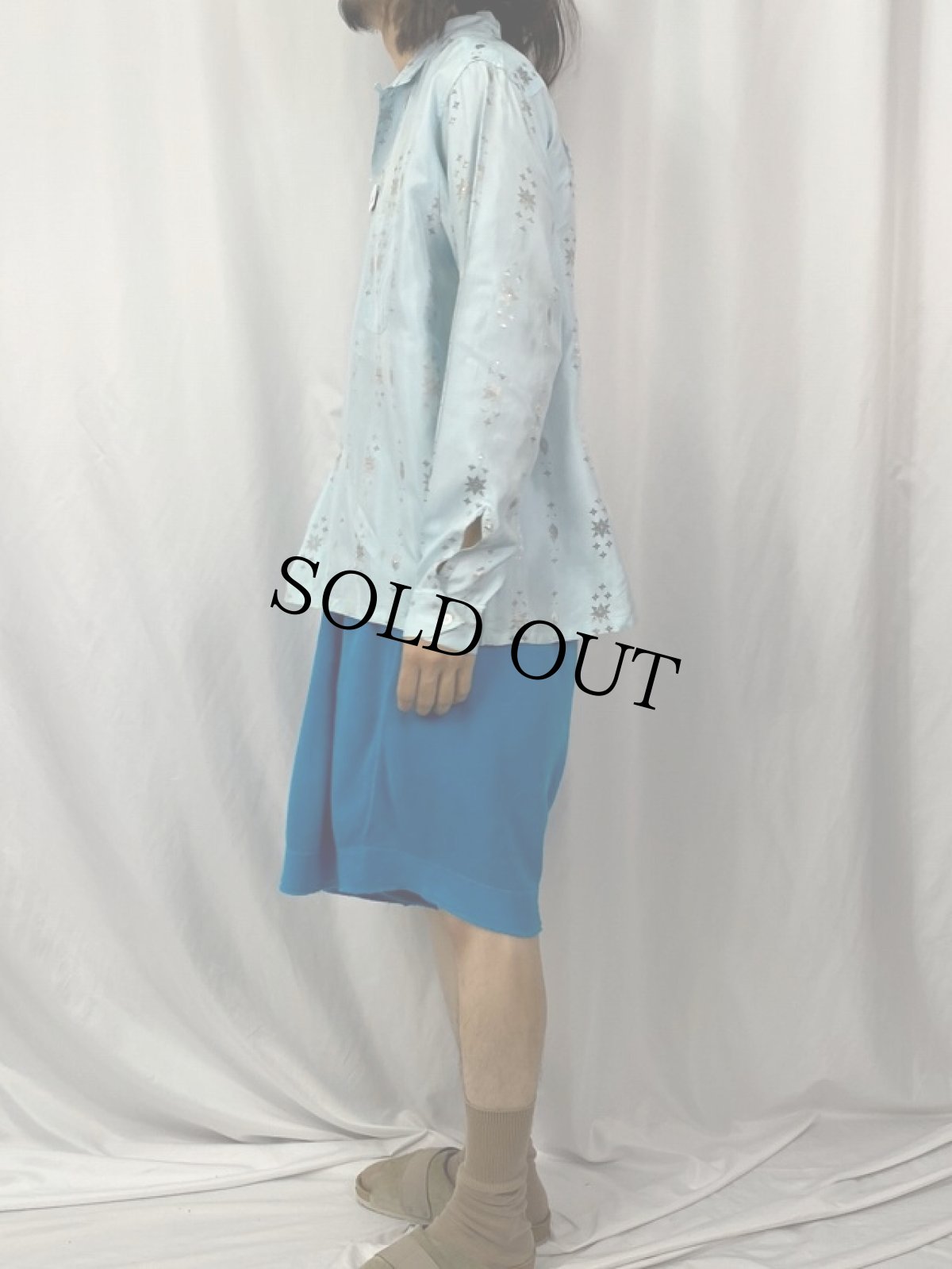 画像3: 60's CAMPUS 織り柄 オープンカラーシャツ L (3)