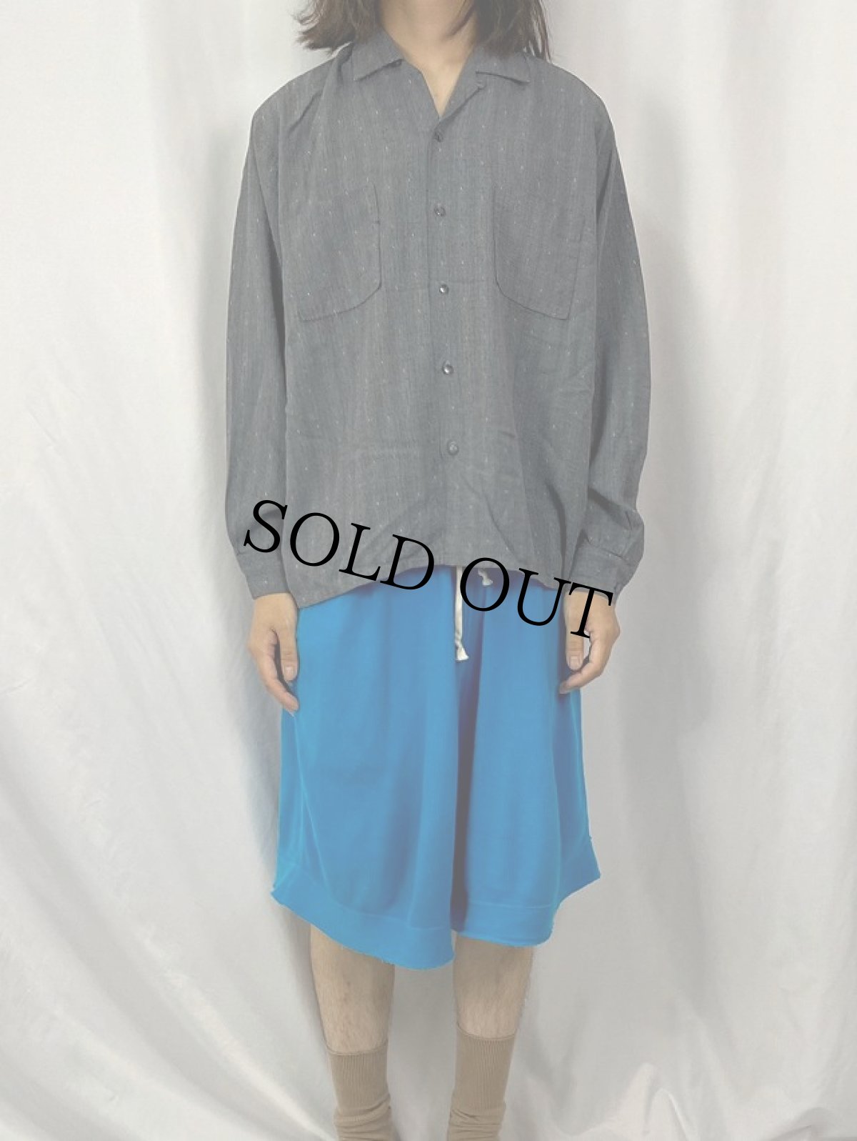 画像2: 60's Da Vinci カスリ柄 オープンカラーレーヨンシャツ XL (2)