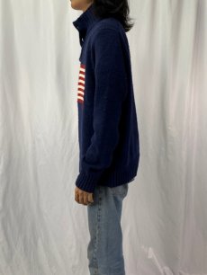 画像3: POLO Ralph Lauren 星条旗柄 ハーフジップ コットンニットセーター L NAVY (3)