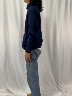 画像3: 90's POLO COUNTRY Ralph Lauren 星条旗柄 ハイネック コットンニットセーター L NAVY (3)