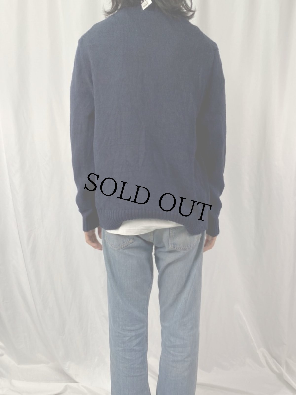 画像4: POLO Ralph Lauren ポロベア コットン×リネンニットセーター L NAVY (4)