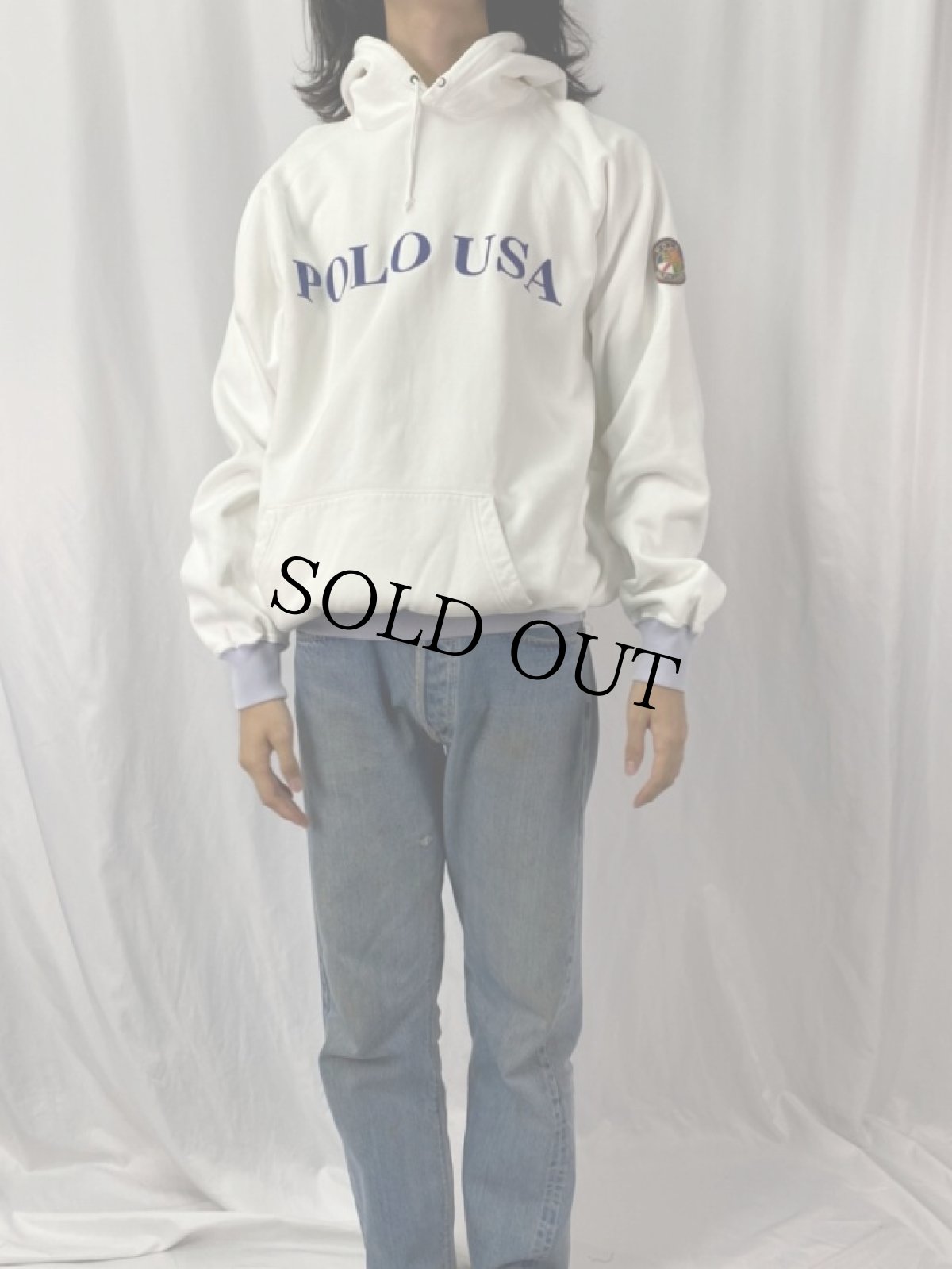 画像2: POLO Ralph Lauren "POLO USA" クッキーパッチ付き スウェットフーディ XL (2)