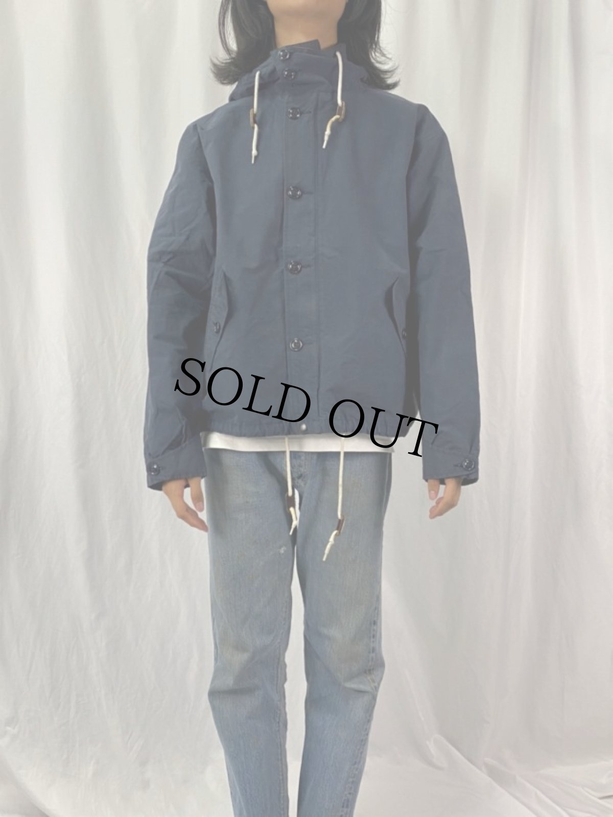 画像2: 90's POLO Ralph Lauren 64クロス クッキーパッチ付きパーカー M NAVY (2)