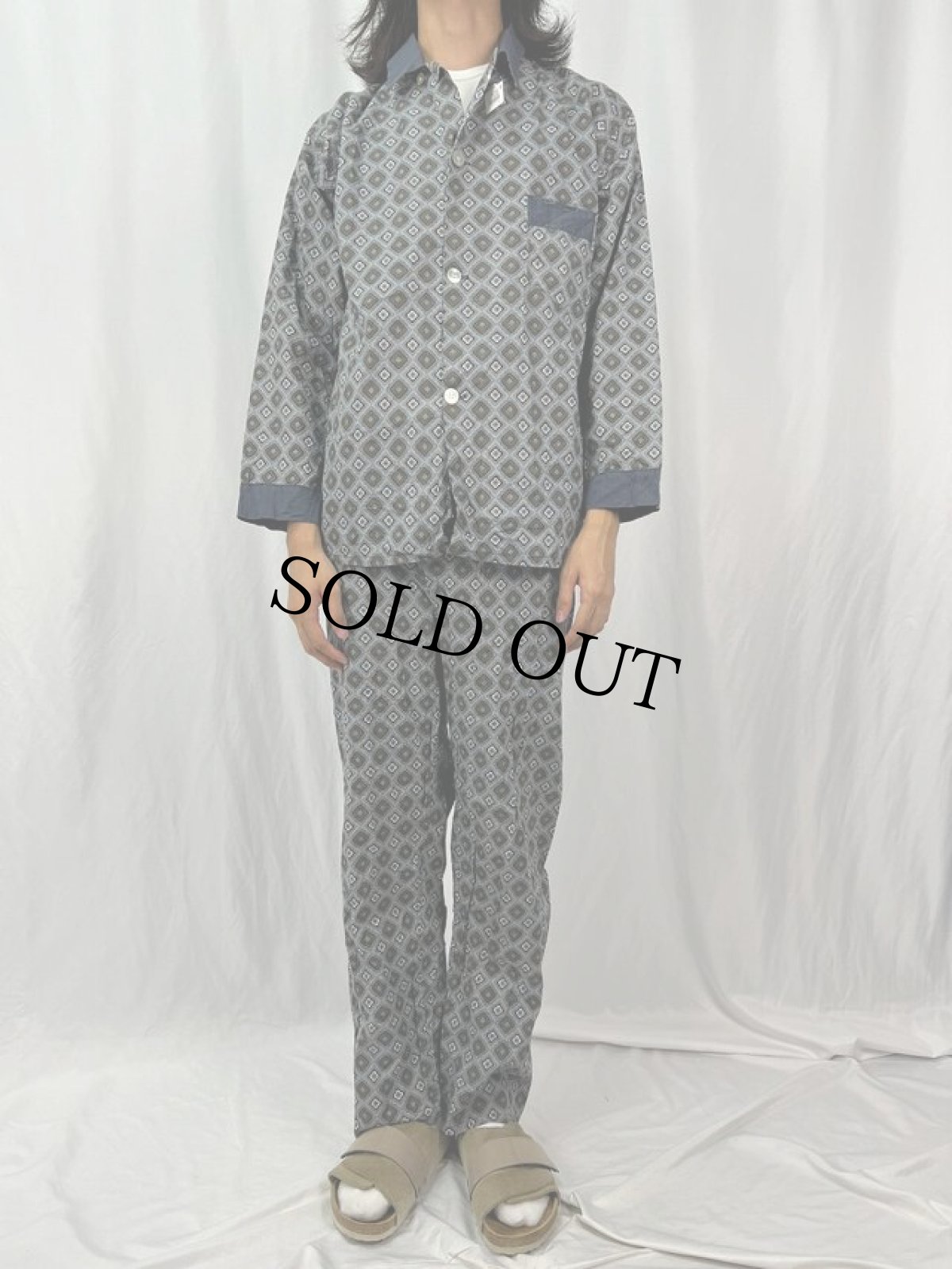 画像2: 60〜70's SPIEGEL 総柄 コットンパジャマシャツ & パンツ SETUP (2)