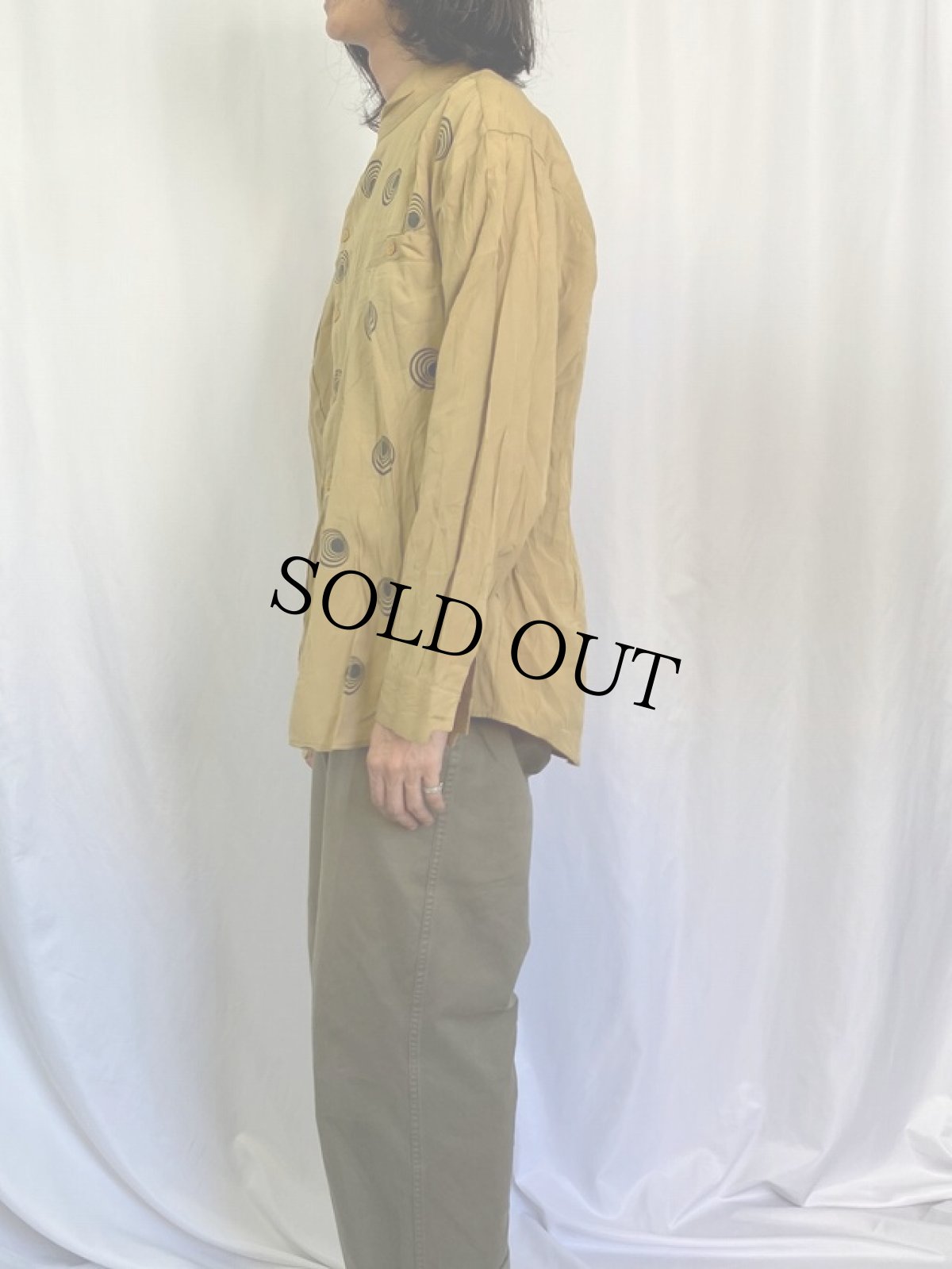 画像3: 80〜90's 総柄 デザイン スタンドカラーシャツ XL (3)