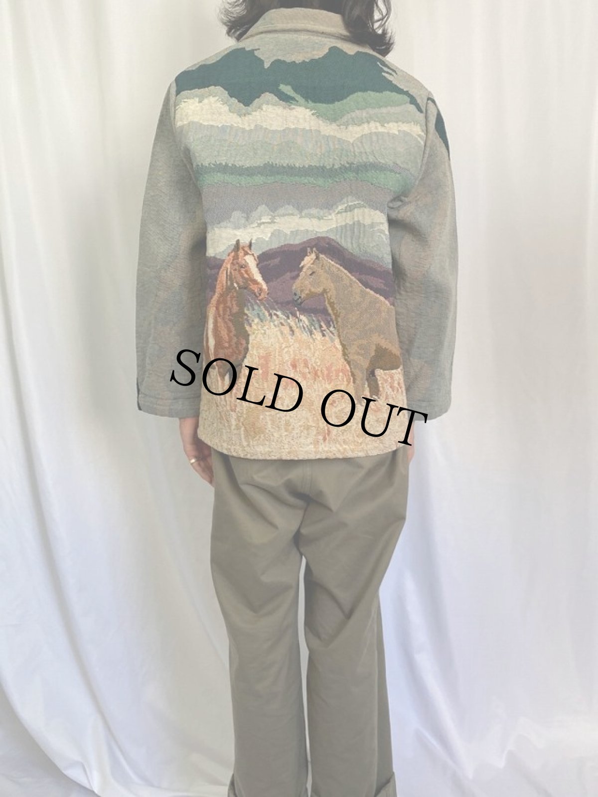 画像4: DON'T MESS WITH TEXAS 馬柄 ゴブラン織り ジャケット L (4)