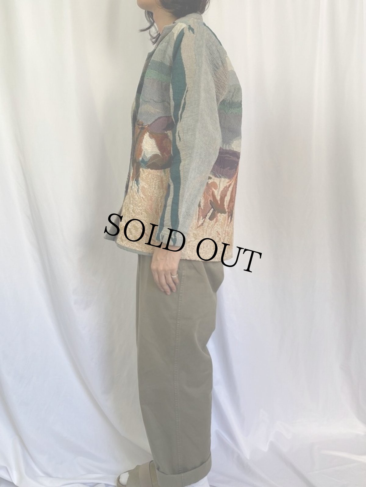 画像3: DON'T MESS WITH TEXAS 馬柄 ゴブラン織り ジャケット L (3)