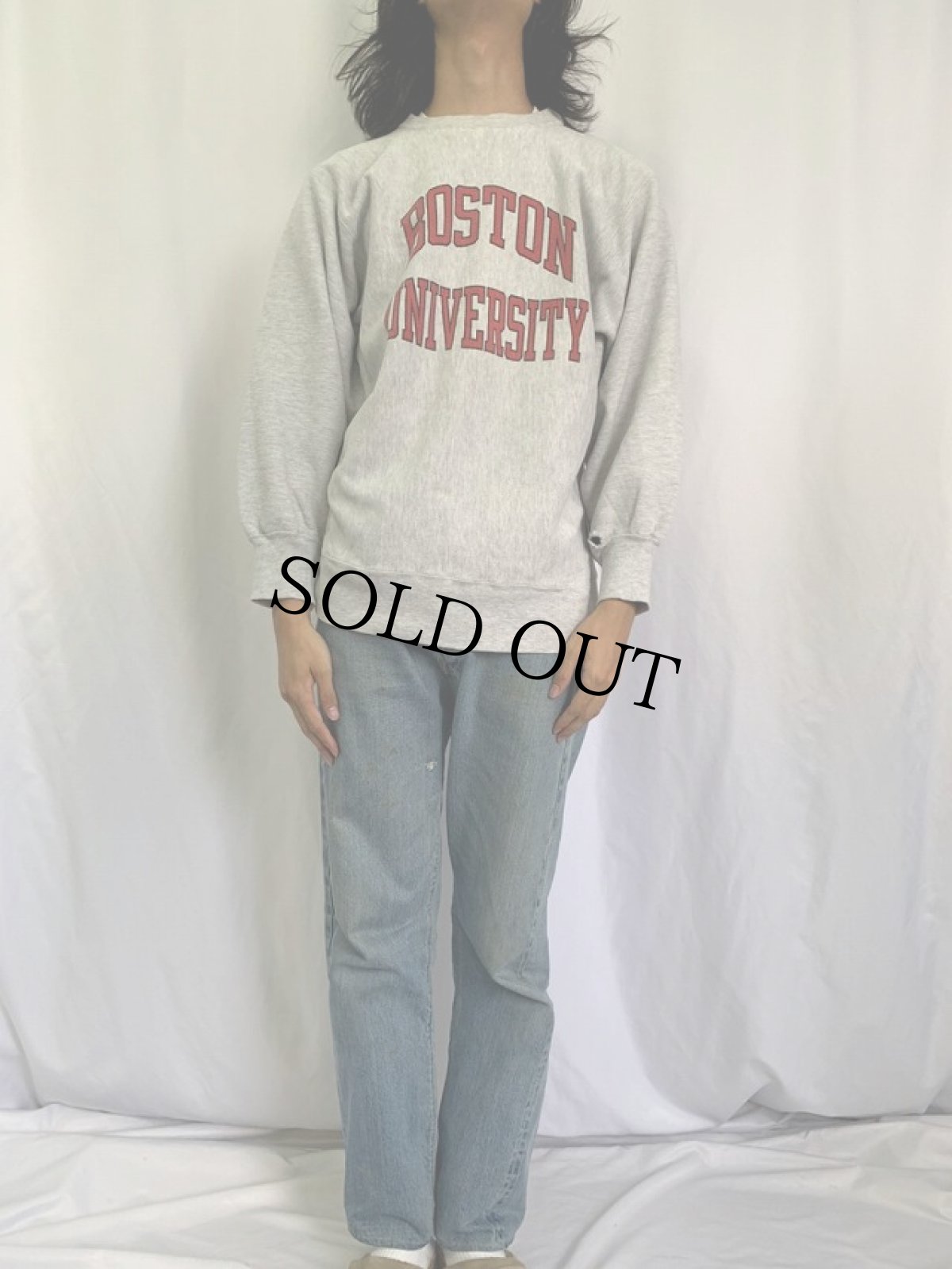 画像2: 80's Champion REVERSE WEAVE USA製 トリコタグ "BOSTON UNIVERSITY" XL (2)