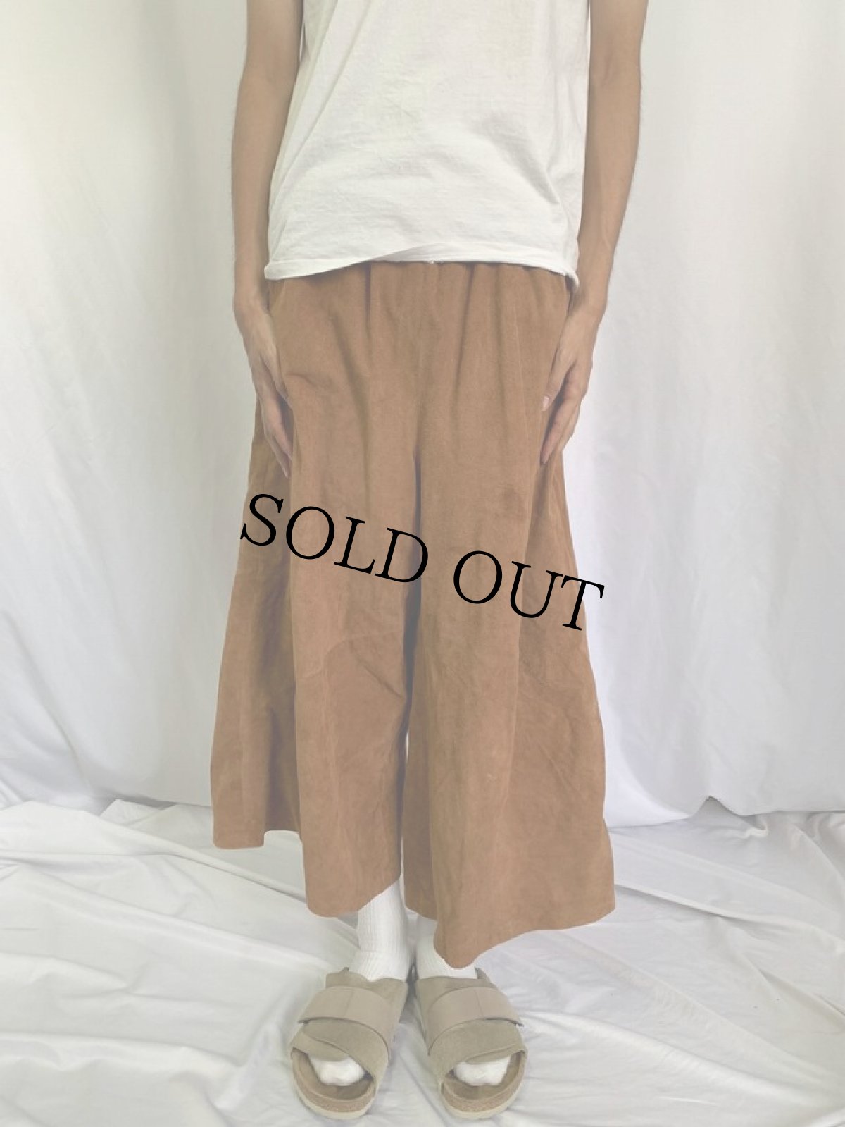 画像2: diani ヌバック レザー イージーワイドパンツ M (2)