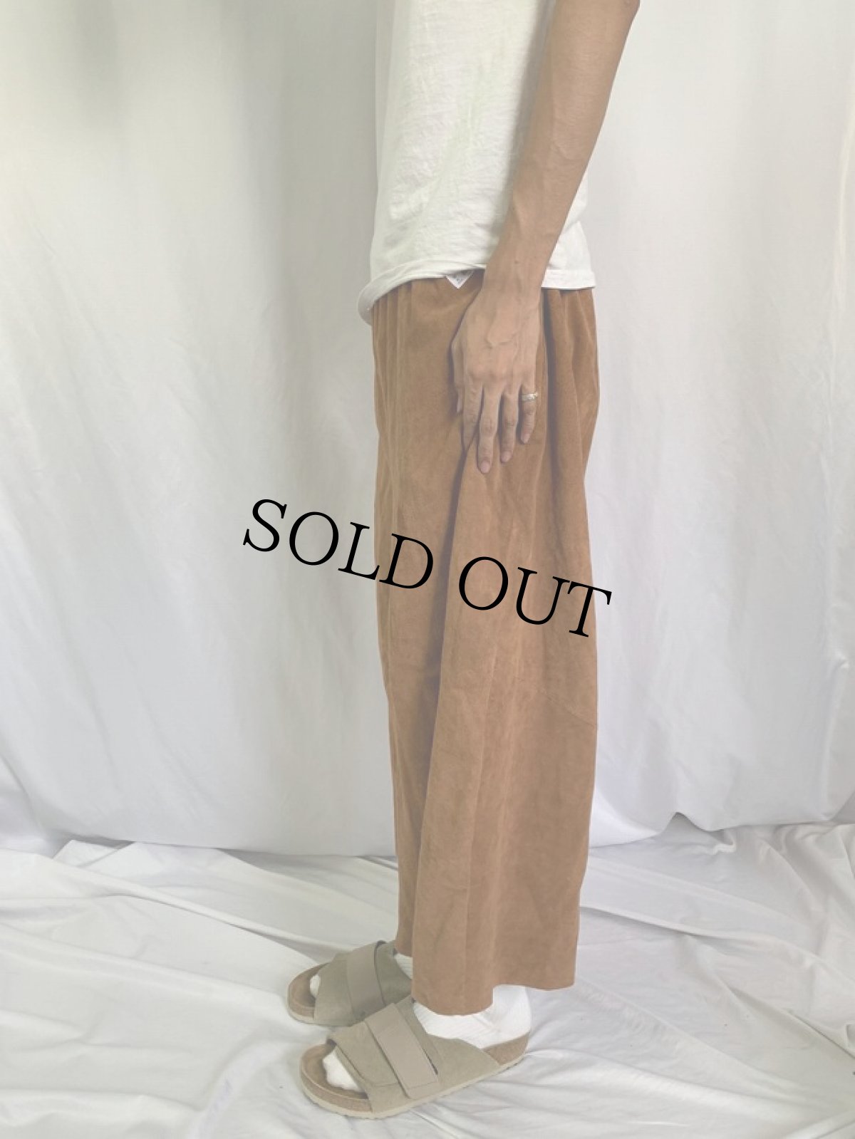 画像3: diani ヌバック レザー イージーワイドパンツ M (3)