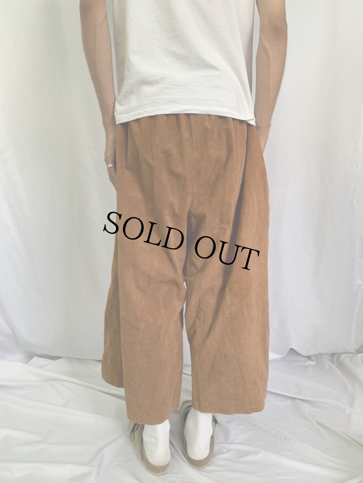 画像4: diani ヌバック レザー イージーワイドパンツ M (4)