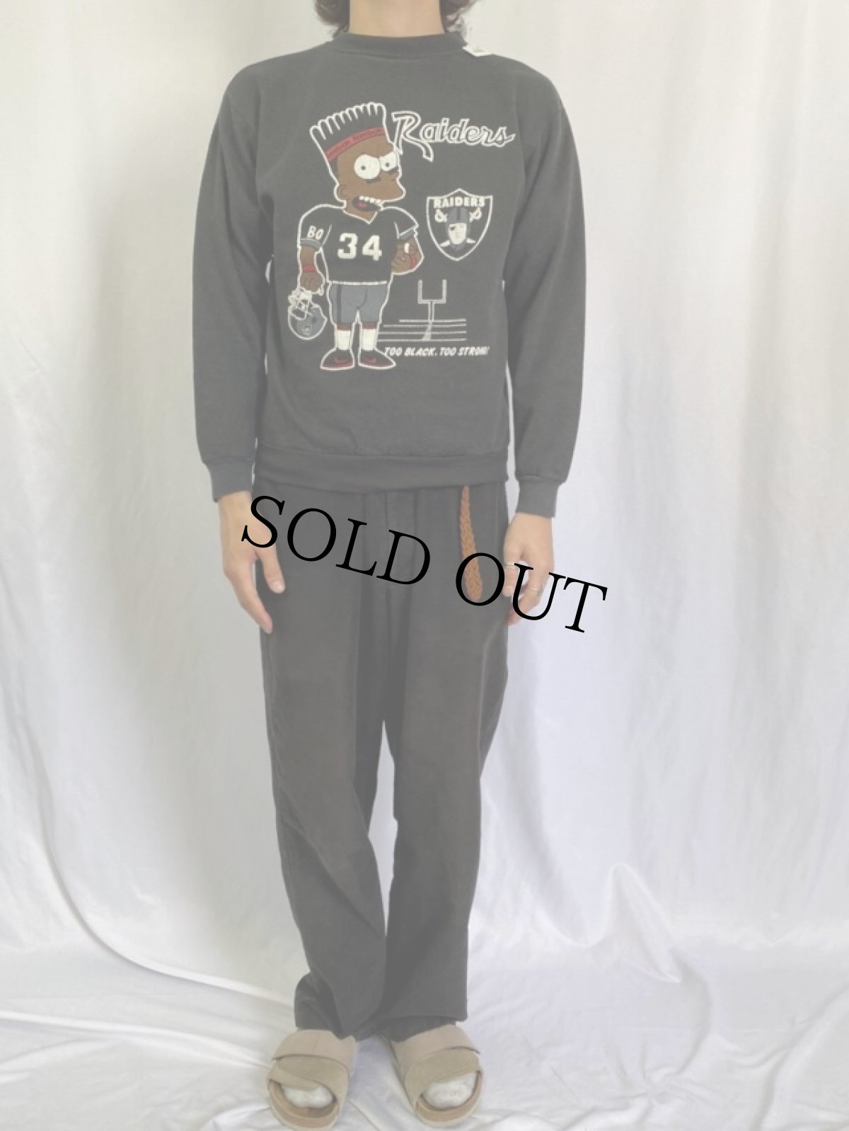 画像2: 90's THE SIMPSONS "Raiders" USA製 パロディ キャラクタースウェット M (2)