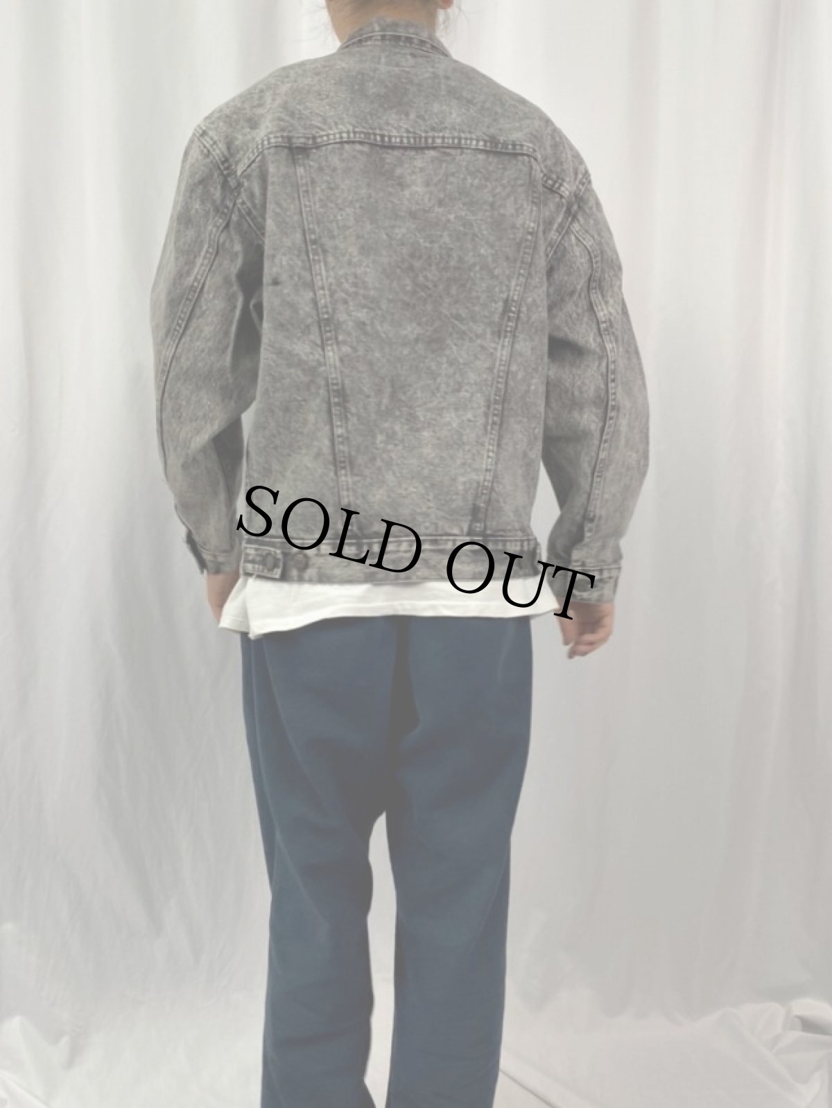 画像4: 80's Levi's 57508-0256 USA製 ケミカルウォッシュ ブラックデニムジャケット XL (4)