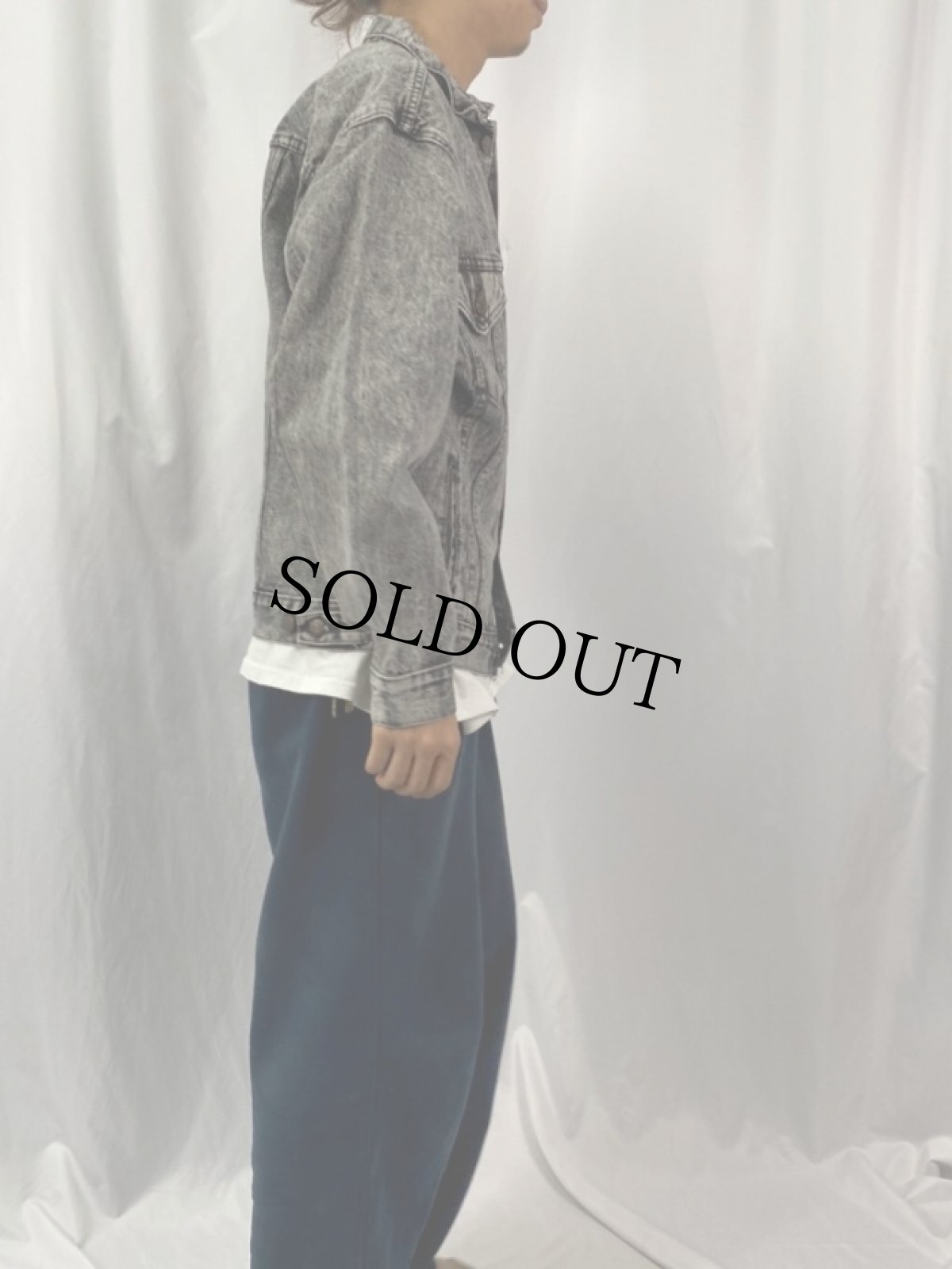 画像3: 80's Levi's 57508-0256 USA製 ケミカルウォッシュ ブラックデニムジャケット XL (3)