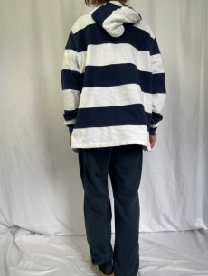 画像4: POLO Ralph Lauren ボーダー柄 フード付きラガーシャツ DEADSTOCK XL (4)