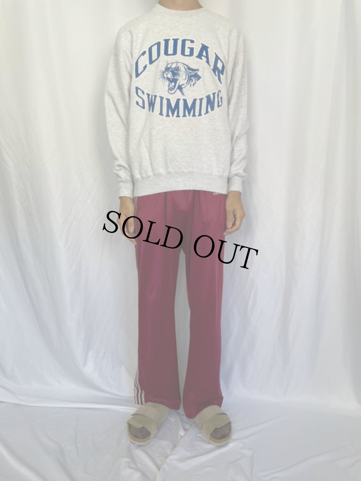 画像2: 90's USA製 "COUGAR SWIMMING" プリントスウェット L (2)