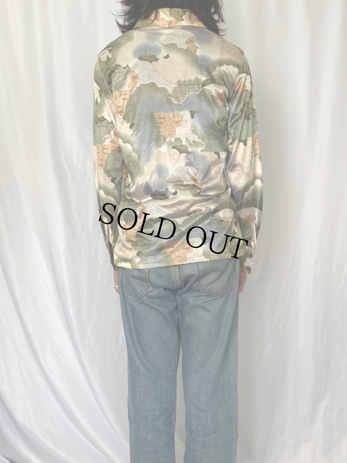 画像4: 70's Gino 総柄 オープンカラーシャツ M (4)