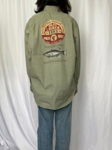 画像4: 90's POLO Ralph Lauren 魚プリント コットンシャツ XL (4)