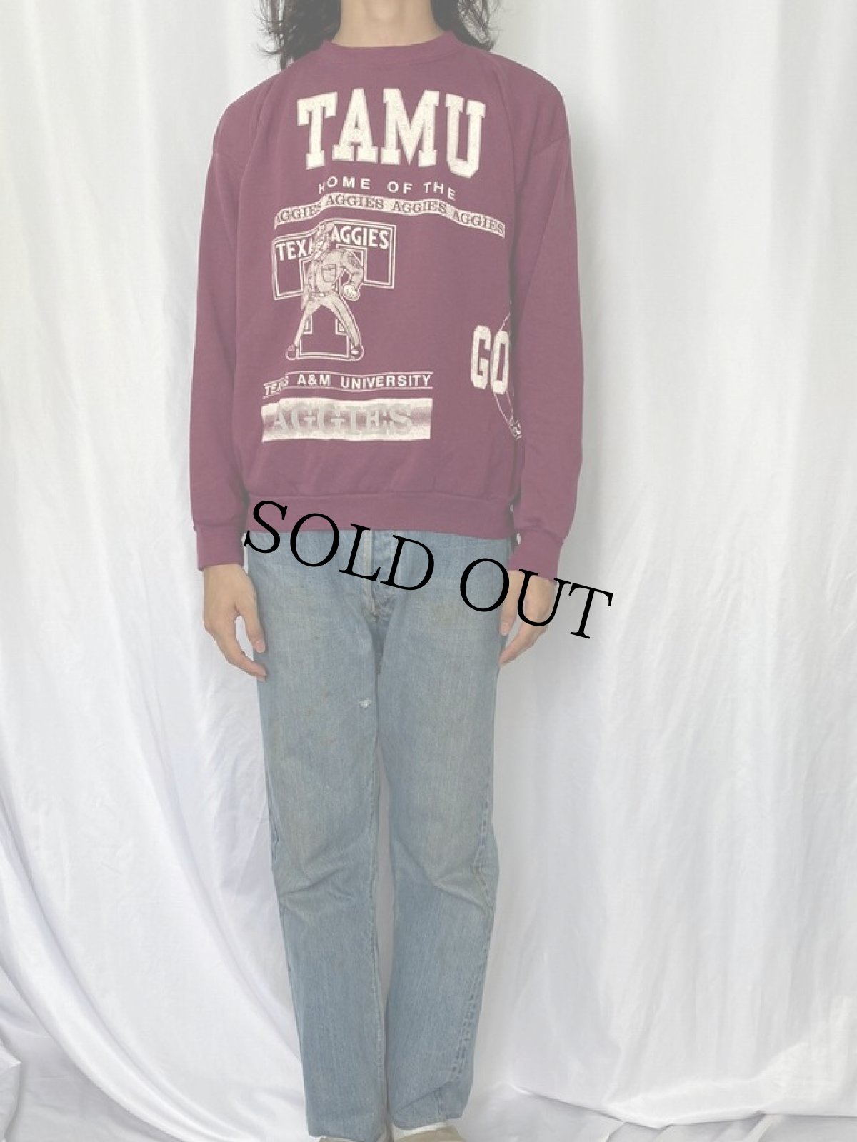 画像2: 90's TAMU AGGIES USA製 マルチプリントスウェット XL (2)