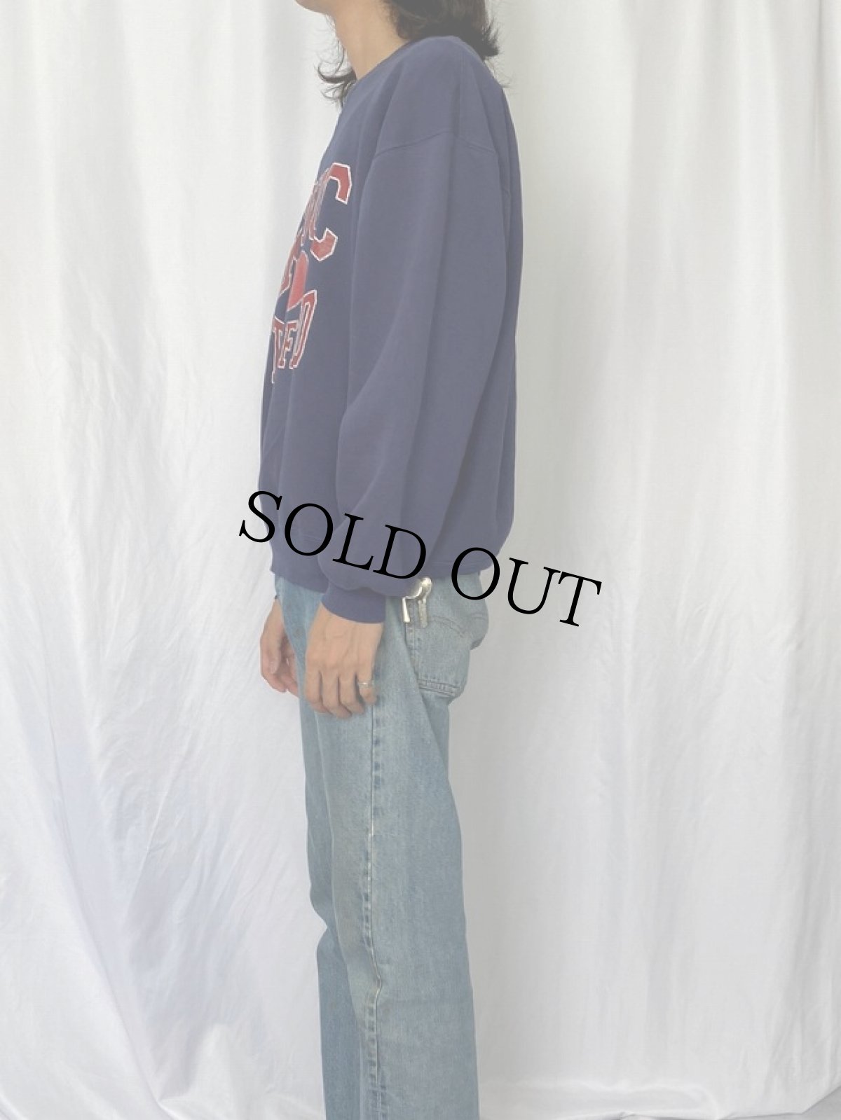 画像3: 90's "KCKCC TRACK & FIELD" USA製 カレッジプリントスウェット XL NAVY (3)