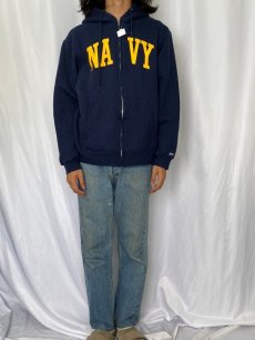 画像2: 90's SOFEE "NAVY" スウェットジップパーカー XL (2)