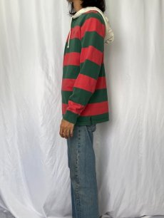 画像3: Polo Ralph Lauren ボーダー柄 フード付きラガーシャツ XL (3)