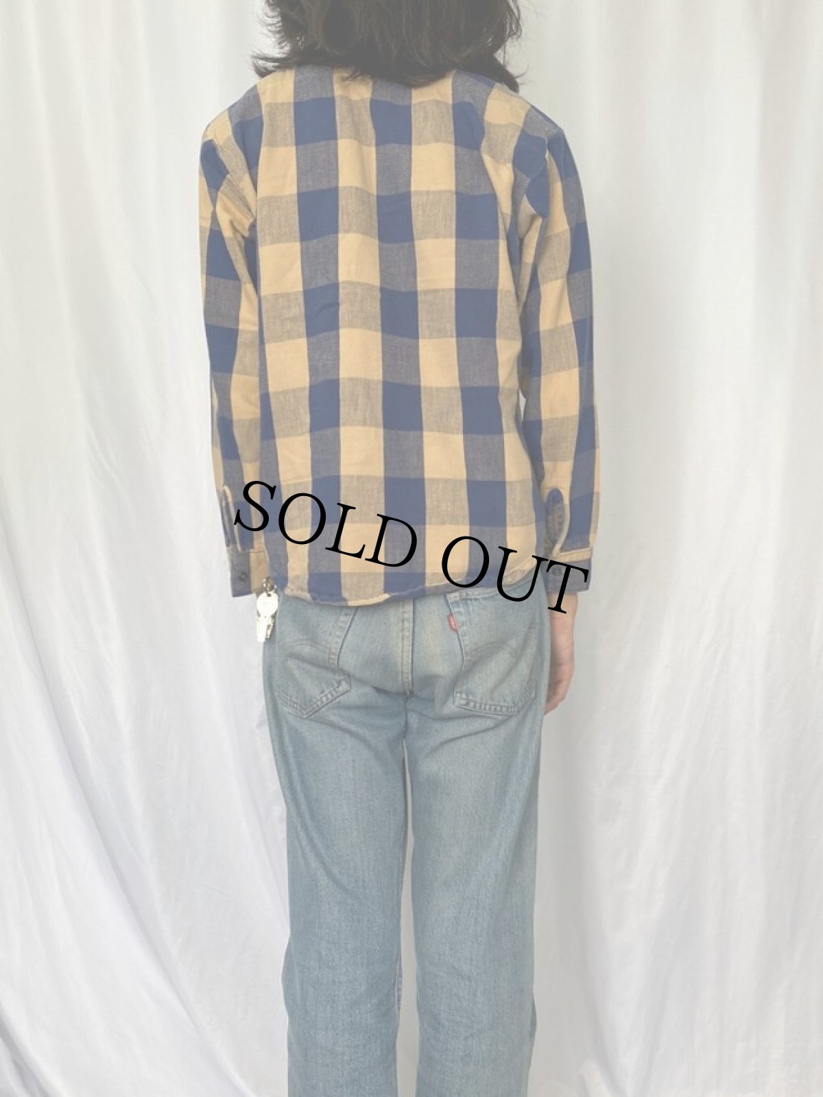 画像4: 70〜80's FIVE BROTHER USA製 ブロックチェック柄 ヘビーネルシャツ M (4)