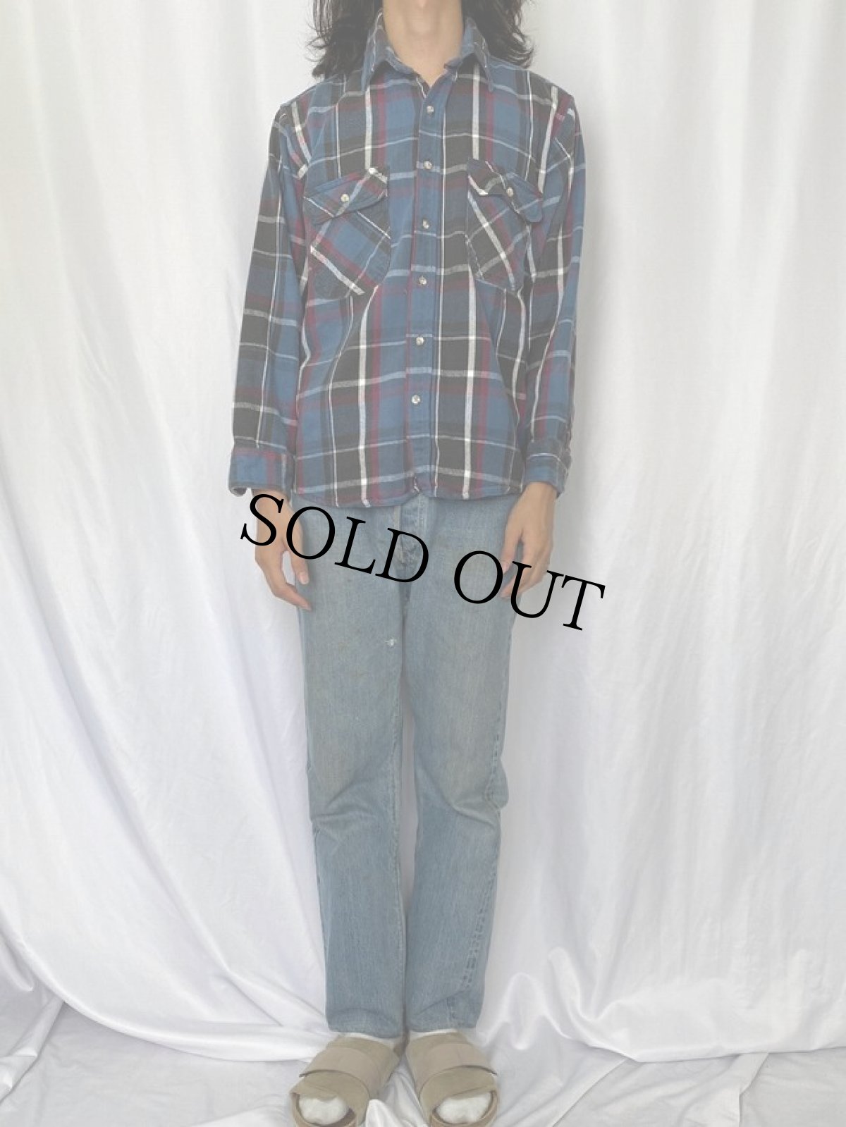 画像2: 90's FIVE BROTHER USA製 チェック柄 ヘビーネルシャツ L (2)