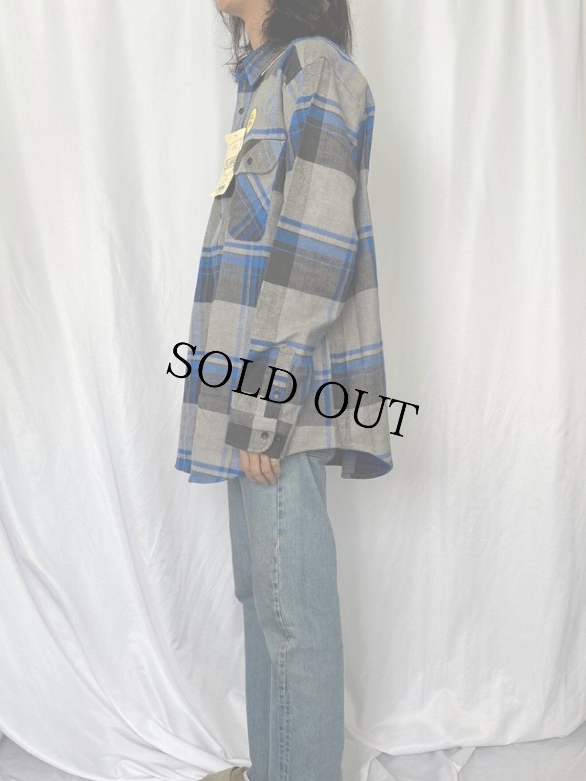 画像3: FIVE BROTHER チェック柄 ヘビーネルシャツ XL タグ付き未使用 (3)