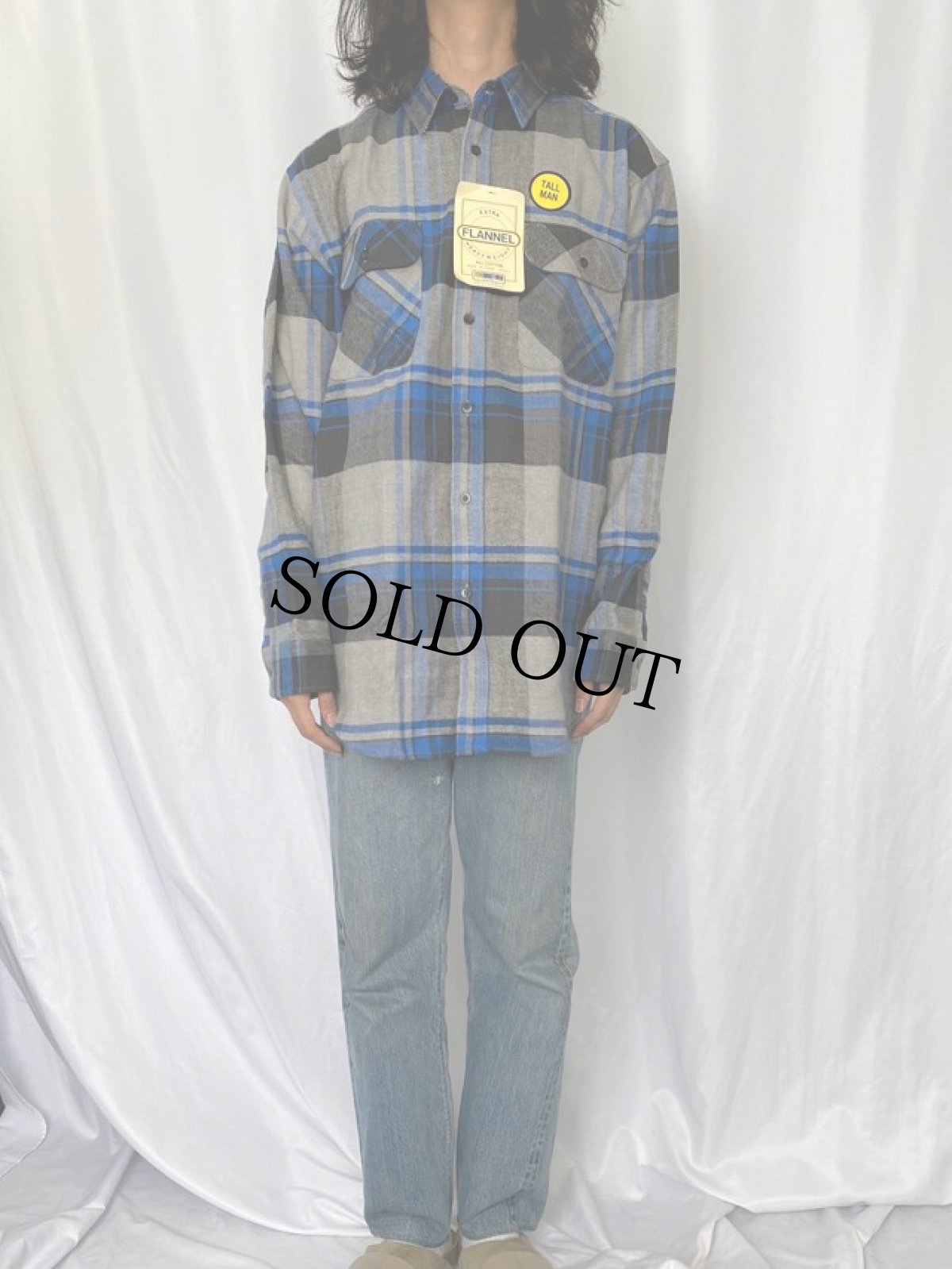 画像2: FIVE BROTHER チェック柄 ヘビーネルシャツ XL タグ付き未使用 (2)