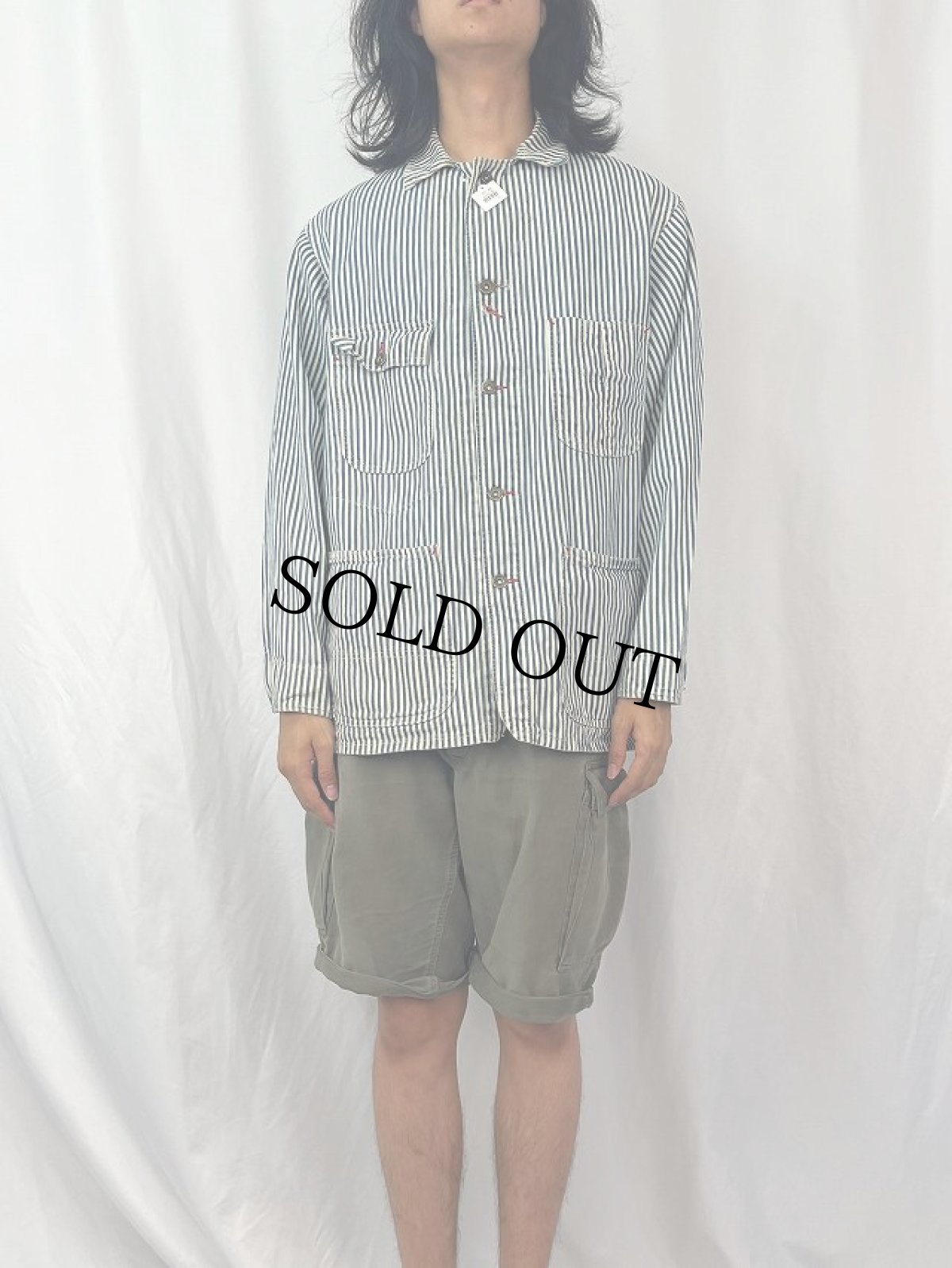 画像2: 70〜80's ヒッコリーストライプ カバーオール (2)