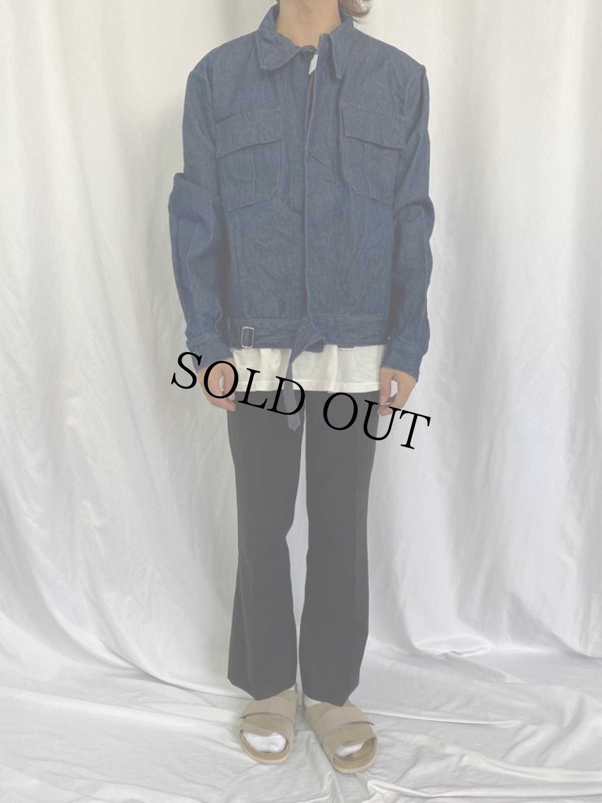 画像2: 60〜70's Italian Navy バットダイデニム バトルドレス アイクジャケット (2)