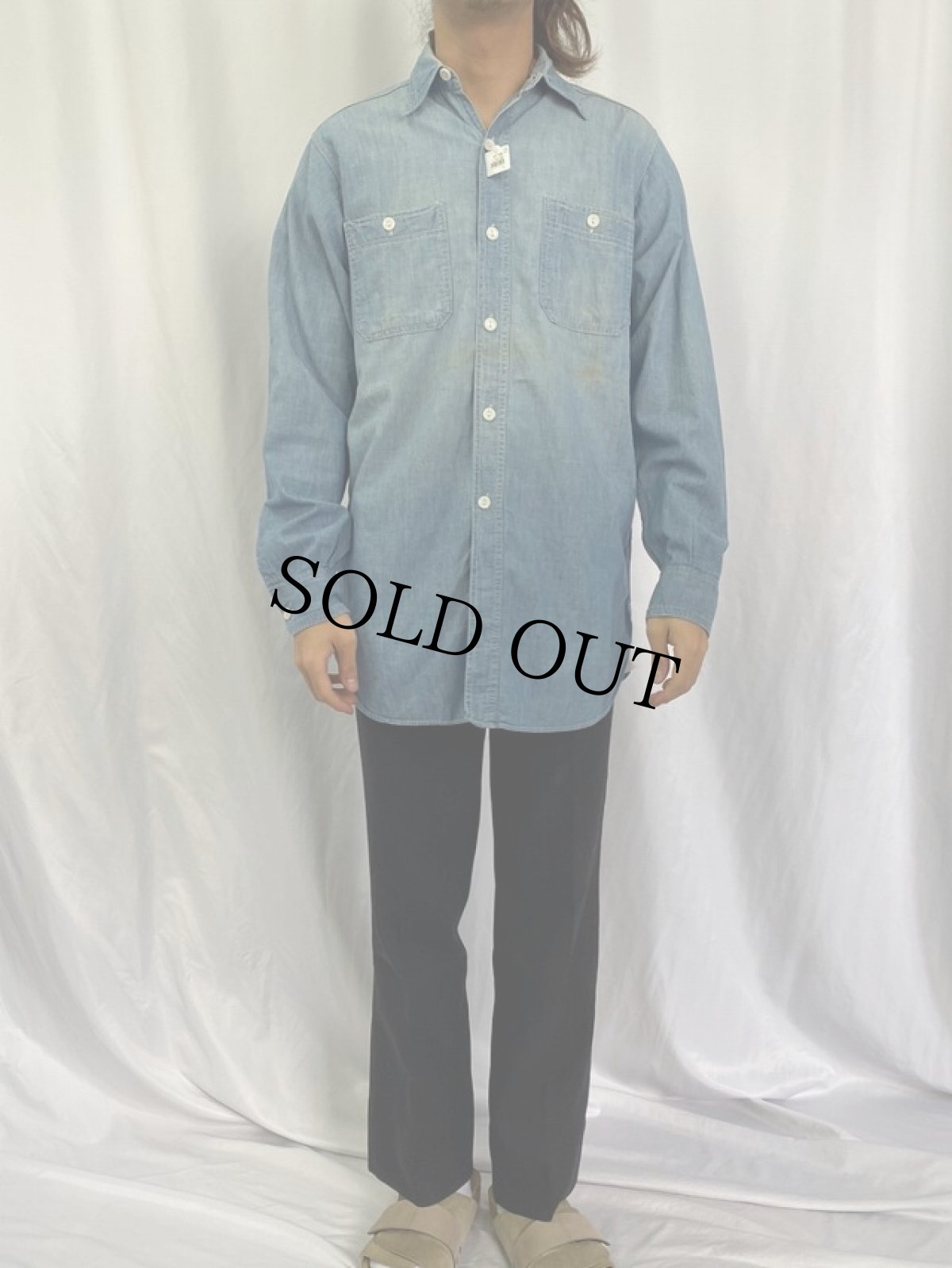 画像2: 〜50's Homesteader SANFORIZED マチ付き シャンブレーシャツ (2)