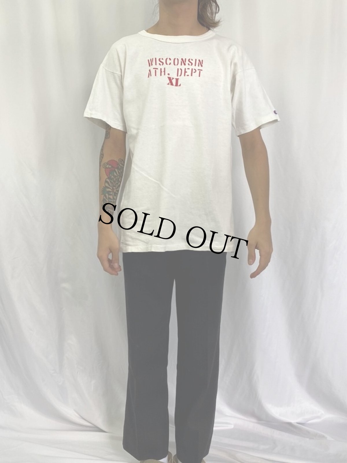 画像2: 80's Champion トリコタグ USA製 "WISCONSIN ATH.DEPT XL" L (2)