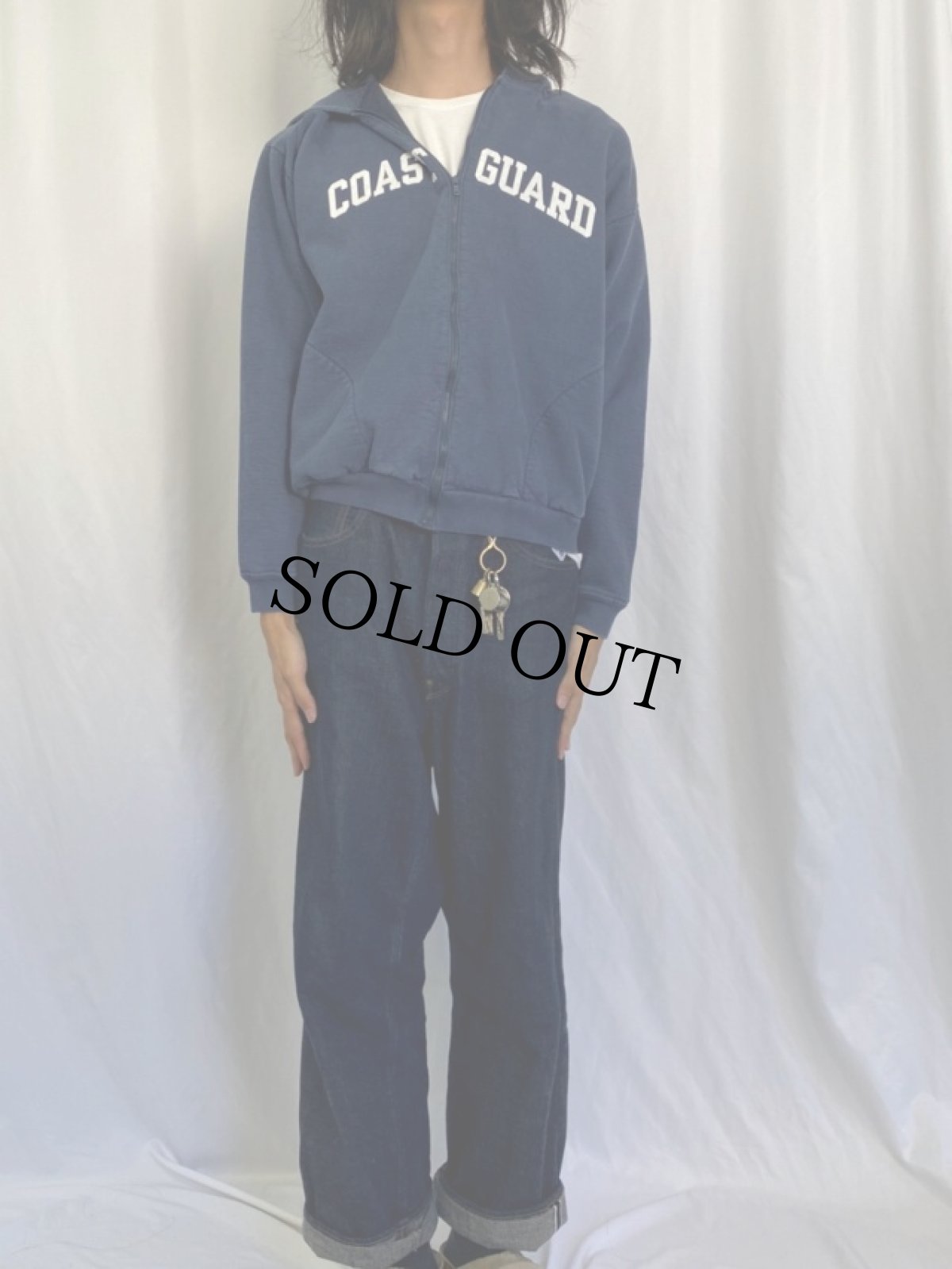 画像2: 90's COAST GUARD USA製 スウェットジップパーカー M (2)