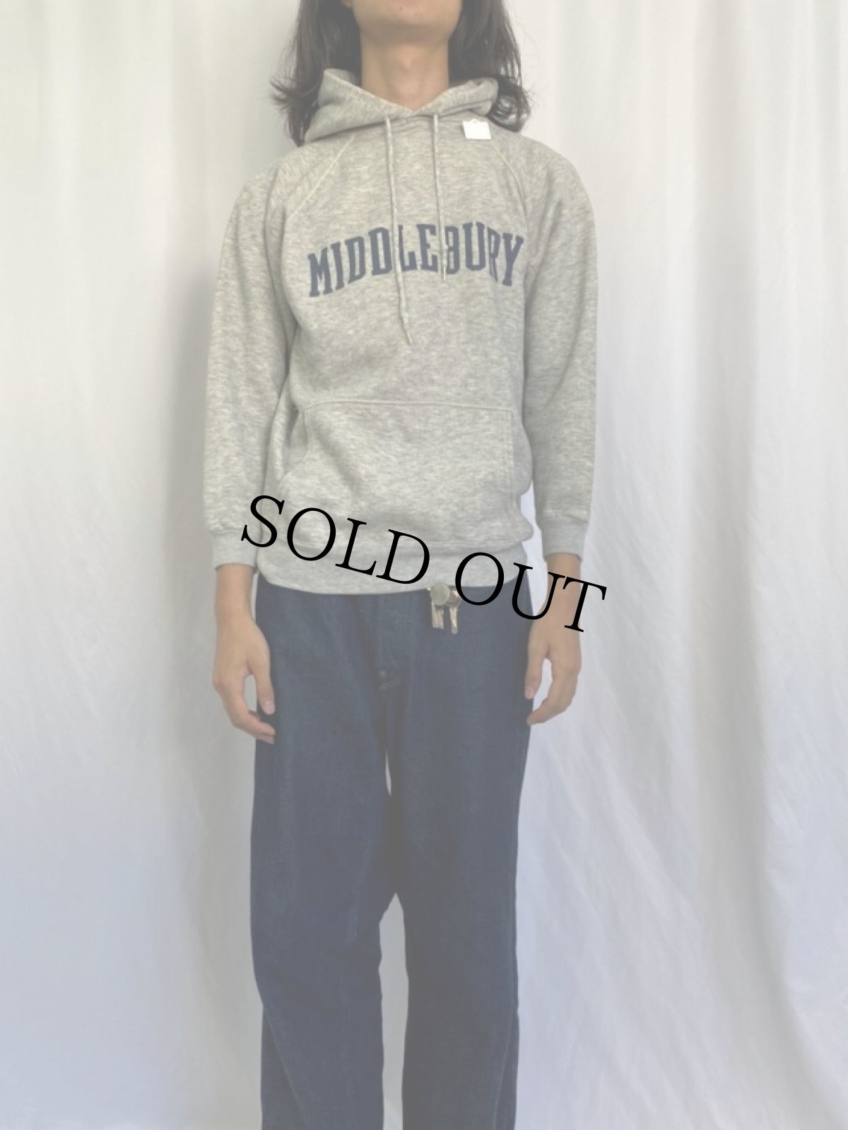 画像2: 70's Collegiate Pacific USA製 "MIDDLEBURY" ラグランスウェットフーディ L (2)