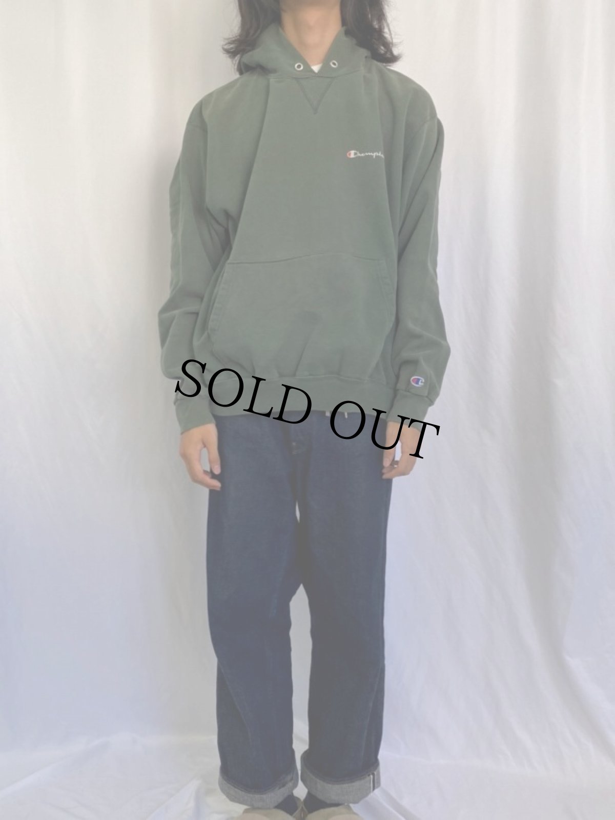 画像2: Champion ロゴ刺繍 スウェットフーディ XXL (2)