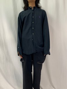 画像2: POLO Ralph Lauren "CLASSIC FIT" リネン×シルク ボタンダウンシャツ L BLACK (2)