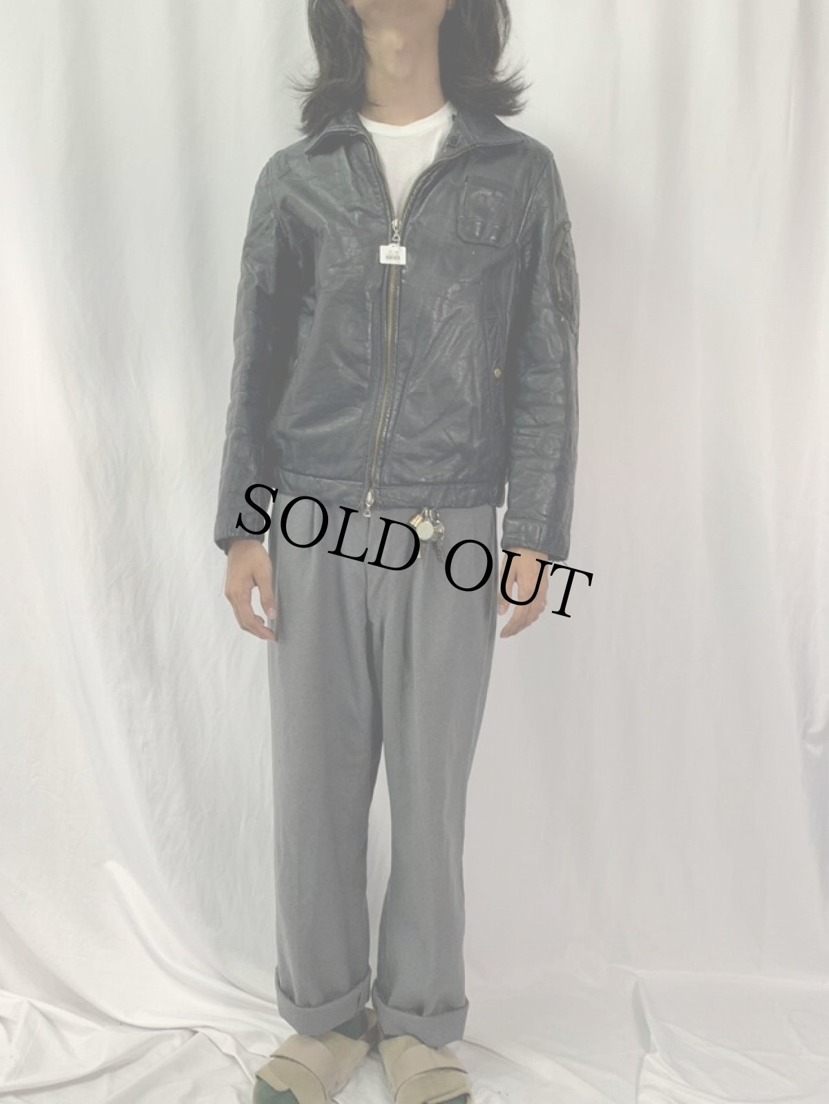 画像2: 70〜80's Pierre Jacques "FRENCH AIR FORCE Type" レザージャケット (2)