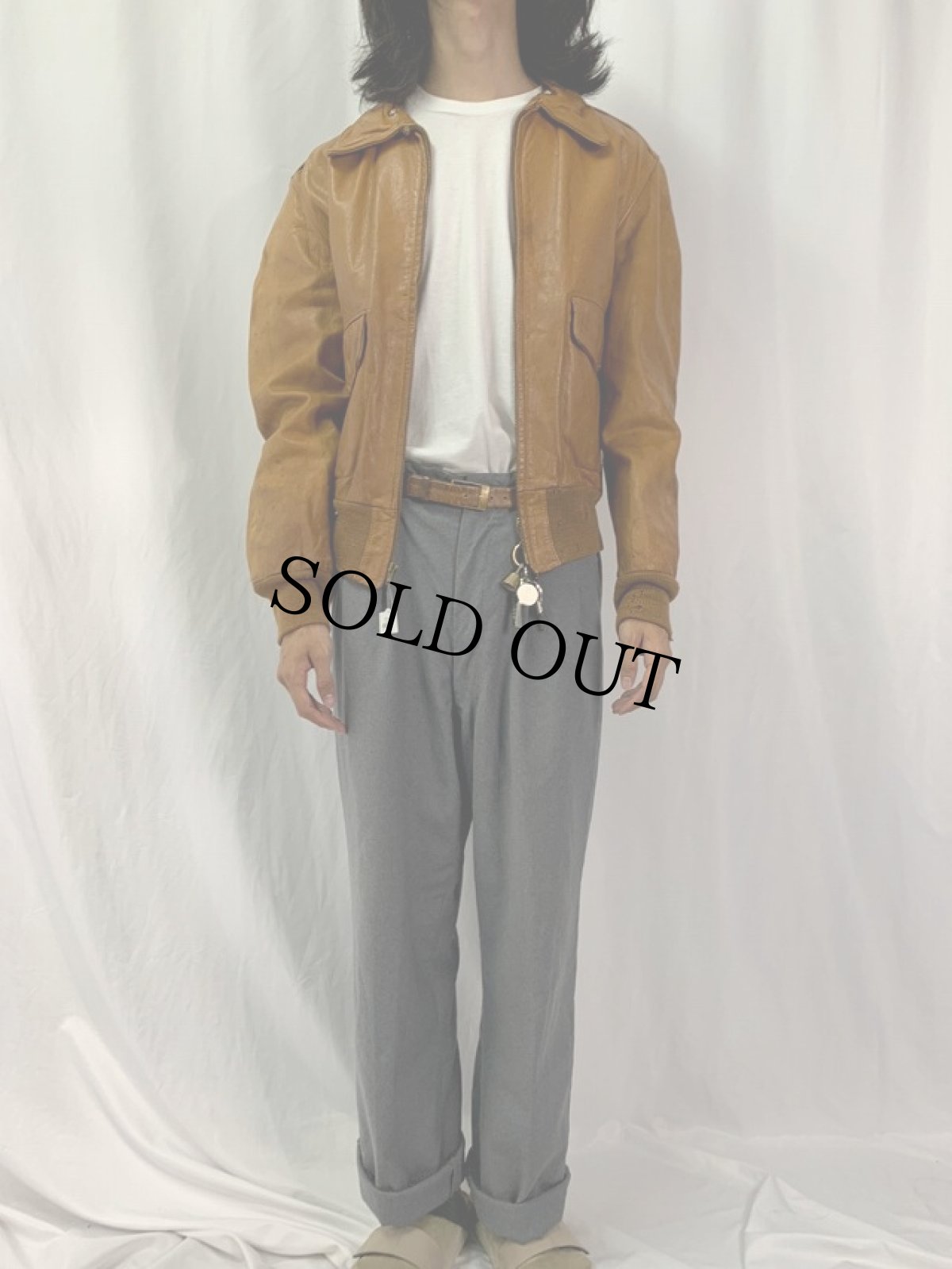 画像2: 70's EAST WEST LEATHER "A-2 Type" レザージャケット (2)