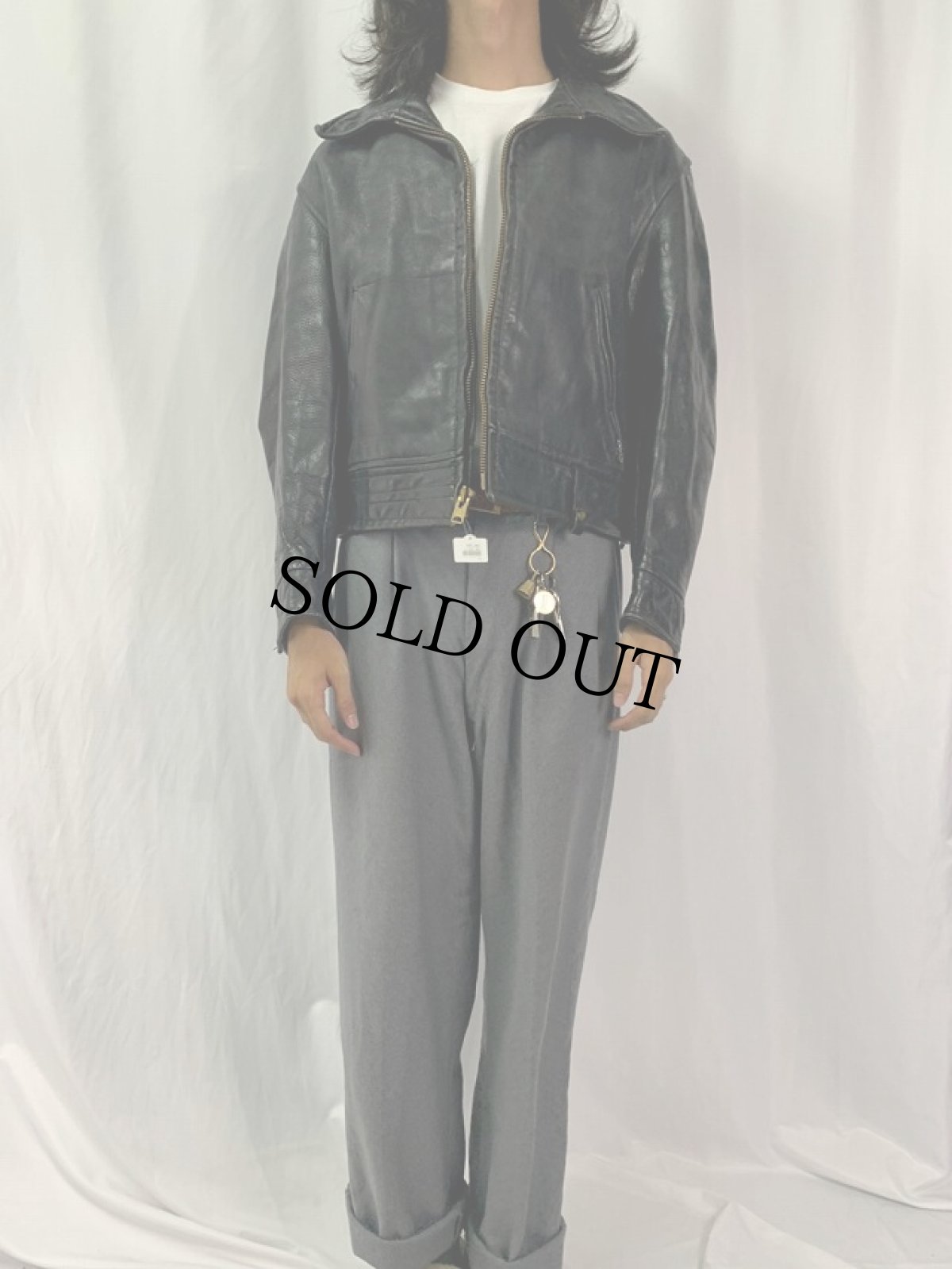 画像2: 60〜70's Cal Leather Jackets Manufactures Leather Policeman Jacket (2)