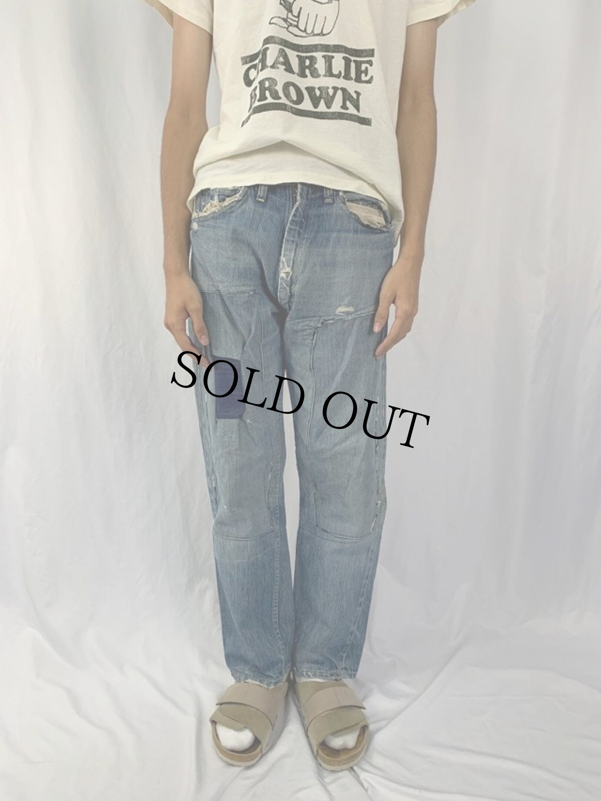 画像2: 50〜60's JCPenney FOREMOST パッチワークデニムパンツ W31 (2)