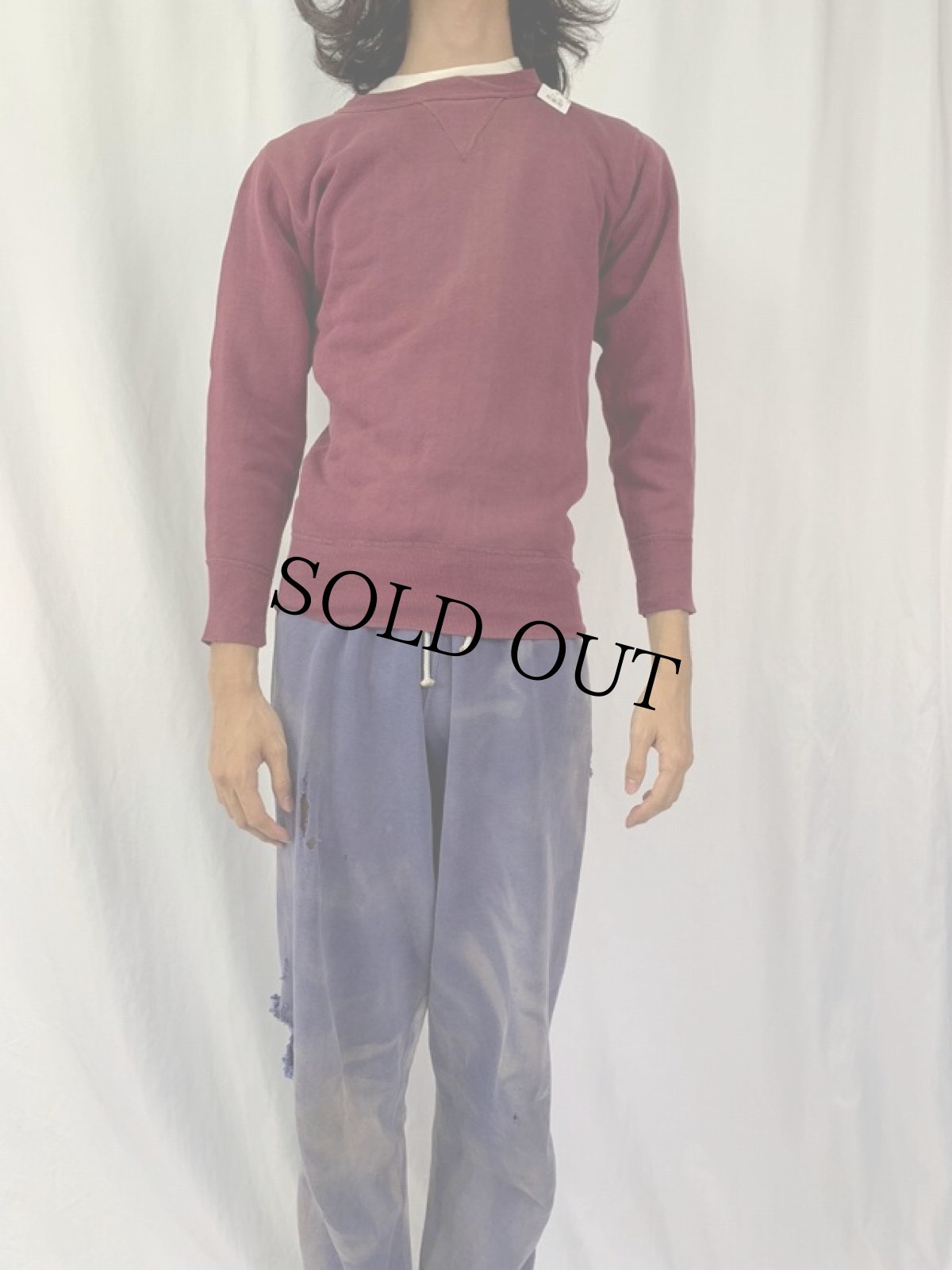 画像2: 50's 前V 無地 ラグランスウェット (2)