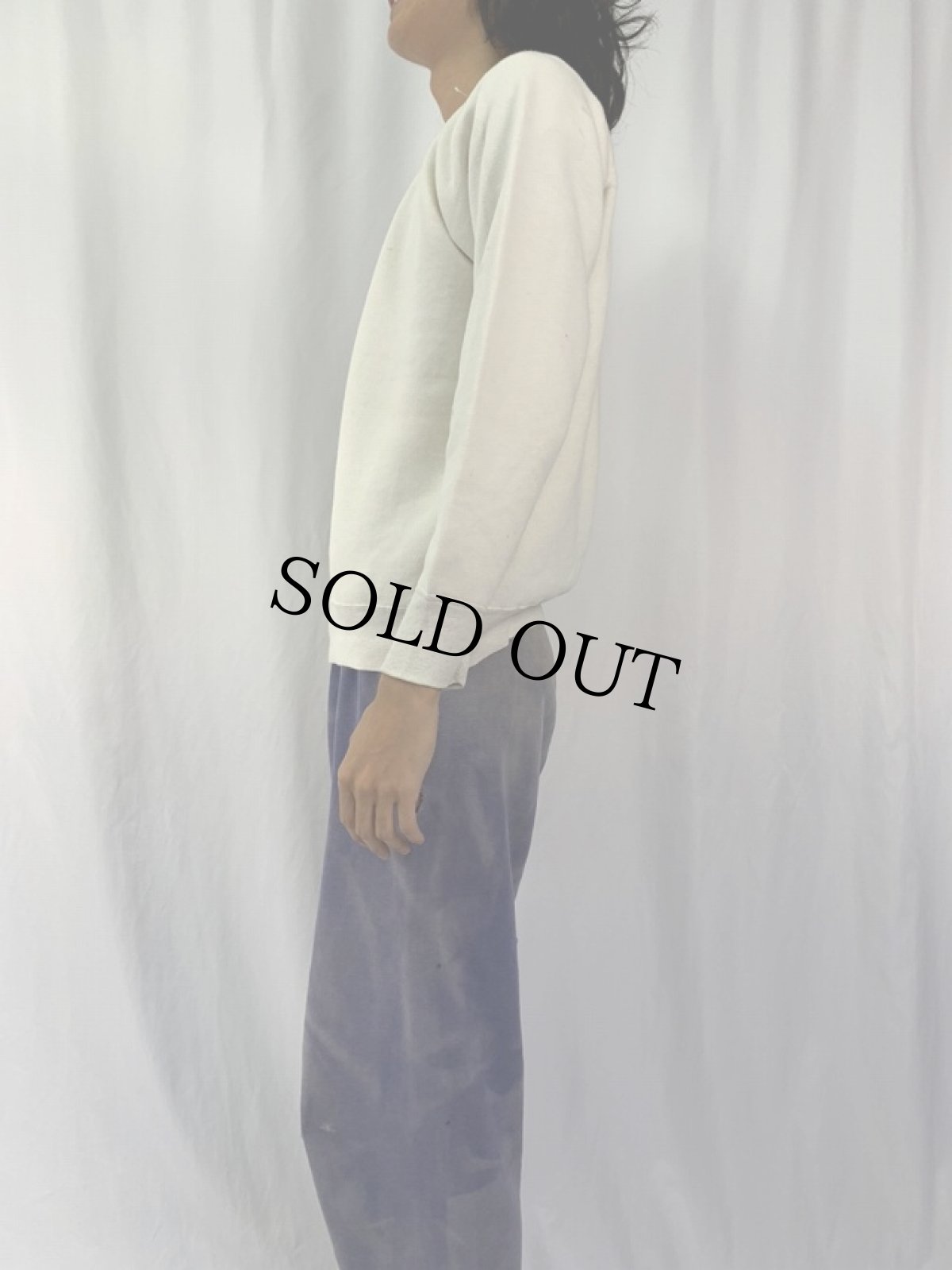 画像3: 60's 脇下三角ガゼット 無地 ラグランスウェット (3)